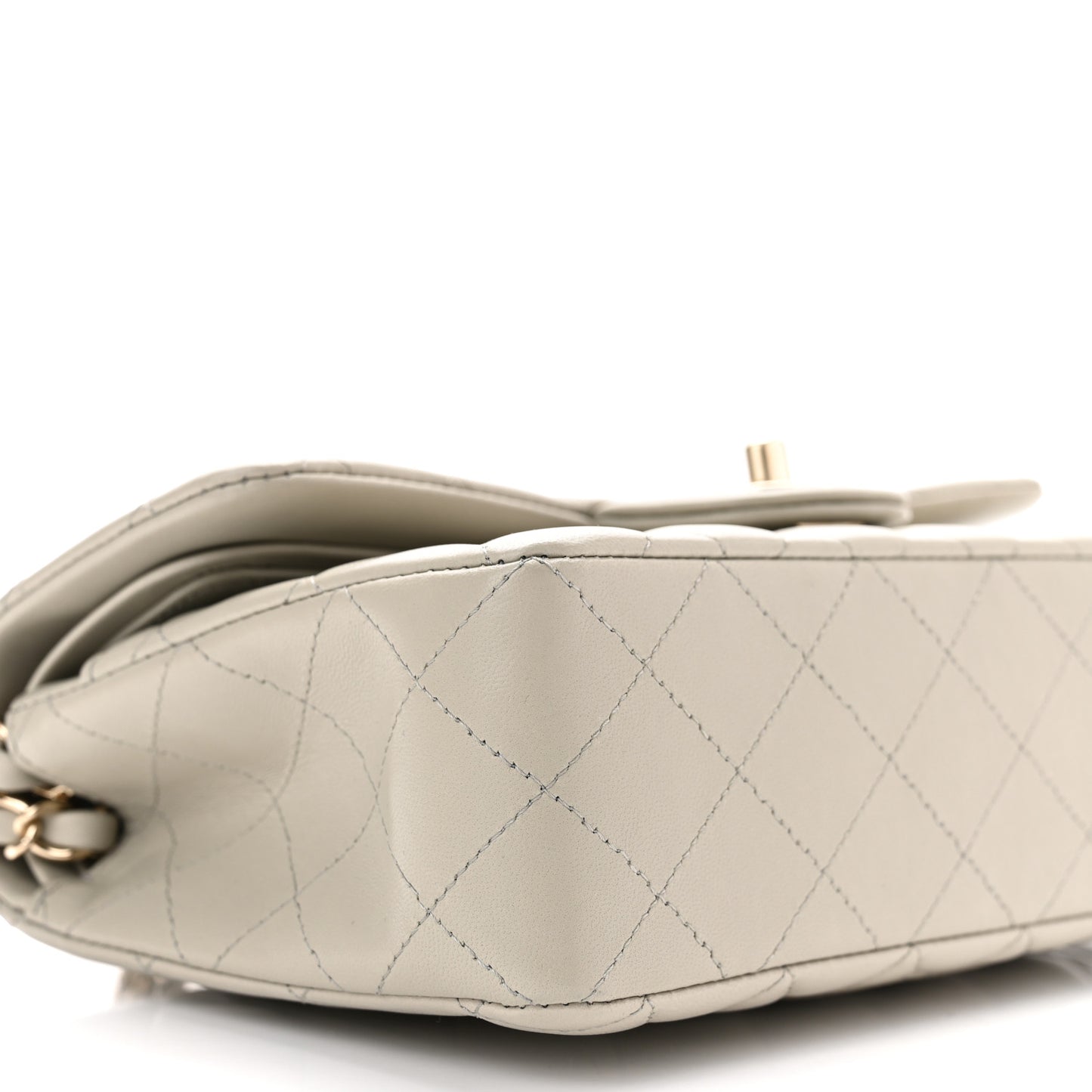 Lambskin Quilted Small Double Flap Grey