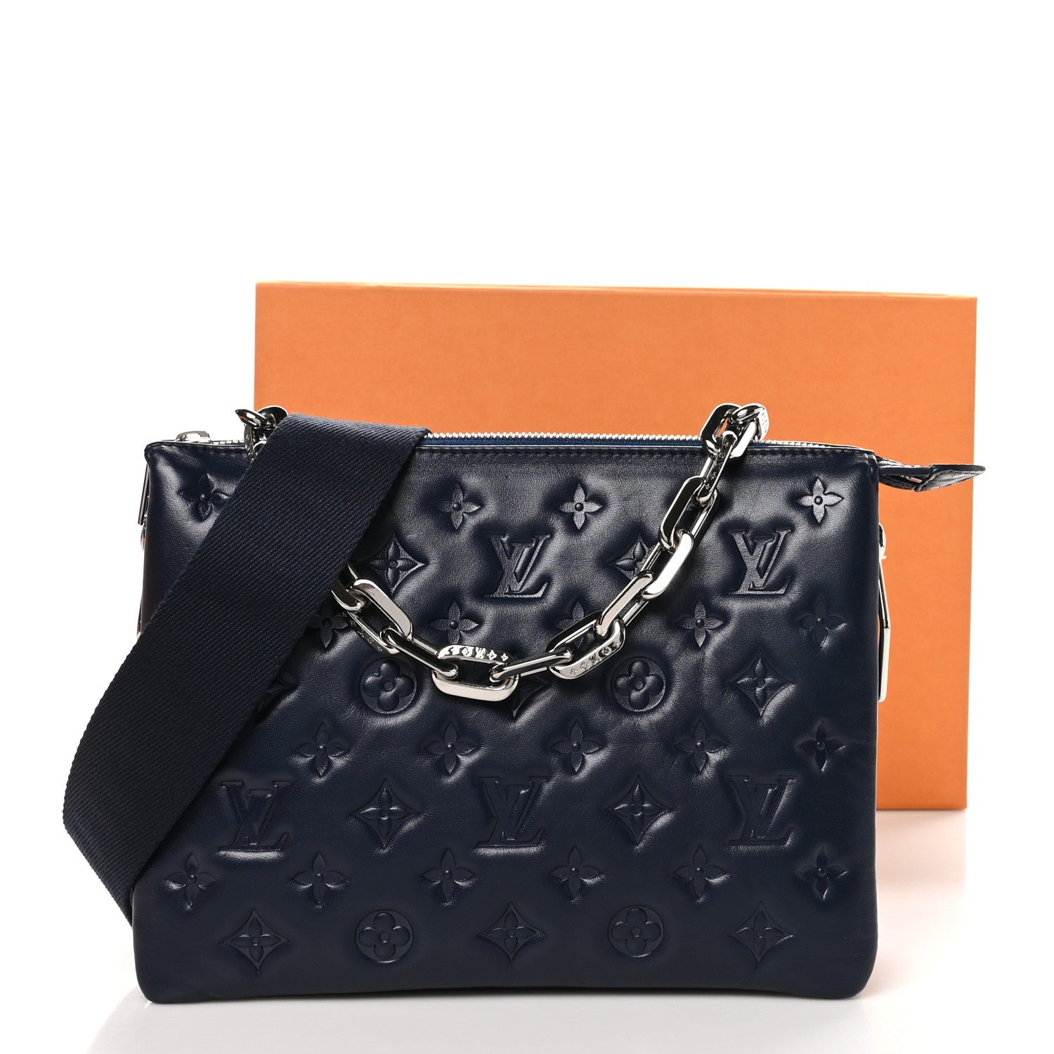 Louis Vuitton Lambskin Embossed Monogram Coussin PM Navy 11 of 11