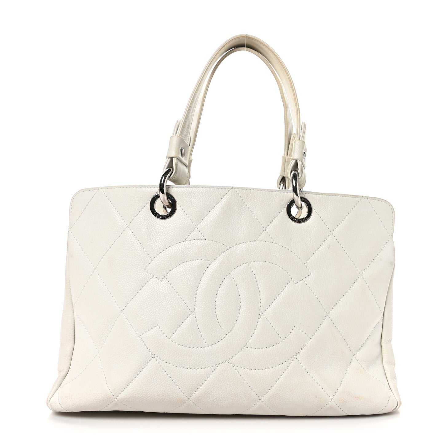 Soft Caviar Quilted CC Timeless Tote White