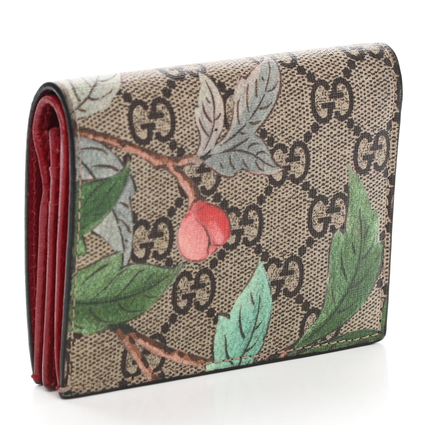 GG Supreme Monogram Tian Card Case Beige Multicolor Red