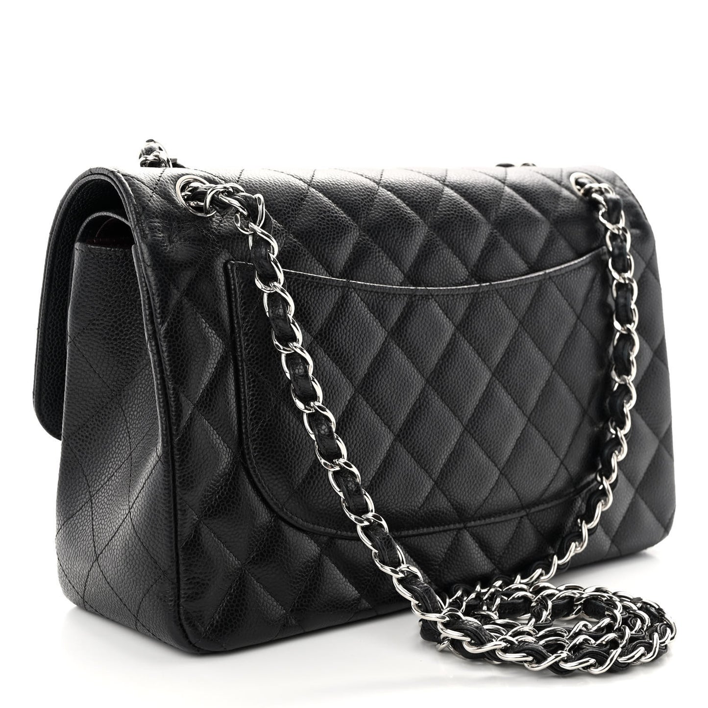 Caviar Quilted Jumbo Double Flap Black