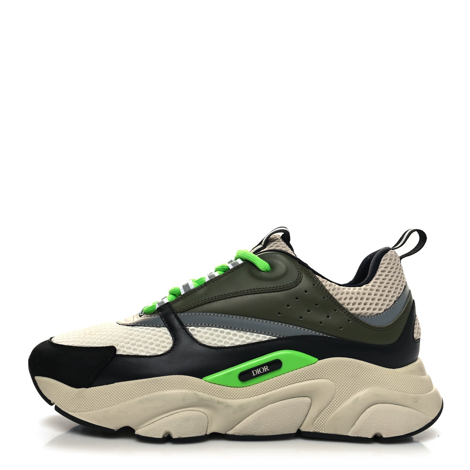 Christian Dior Technical Mesh Calfskin Mens B22 Sneakers 42 Olive