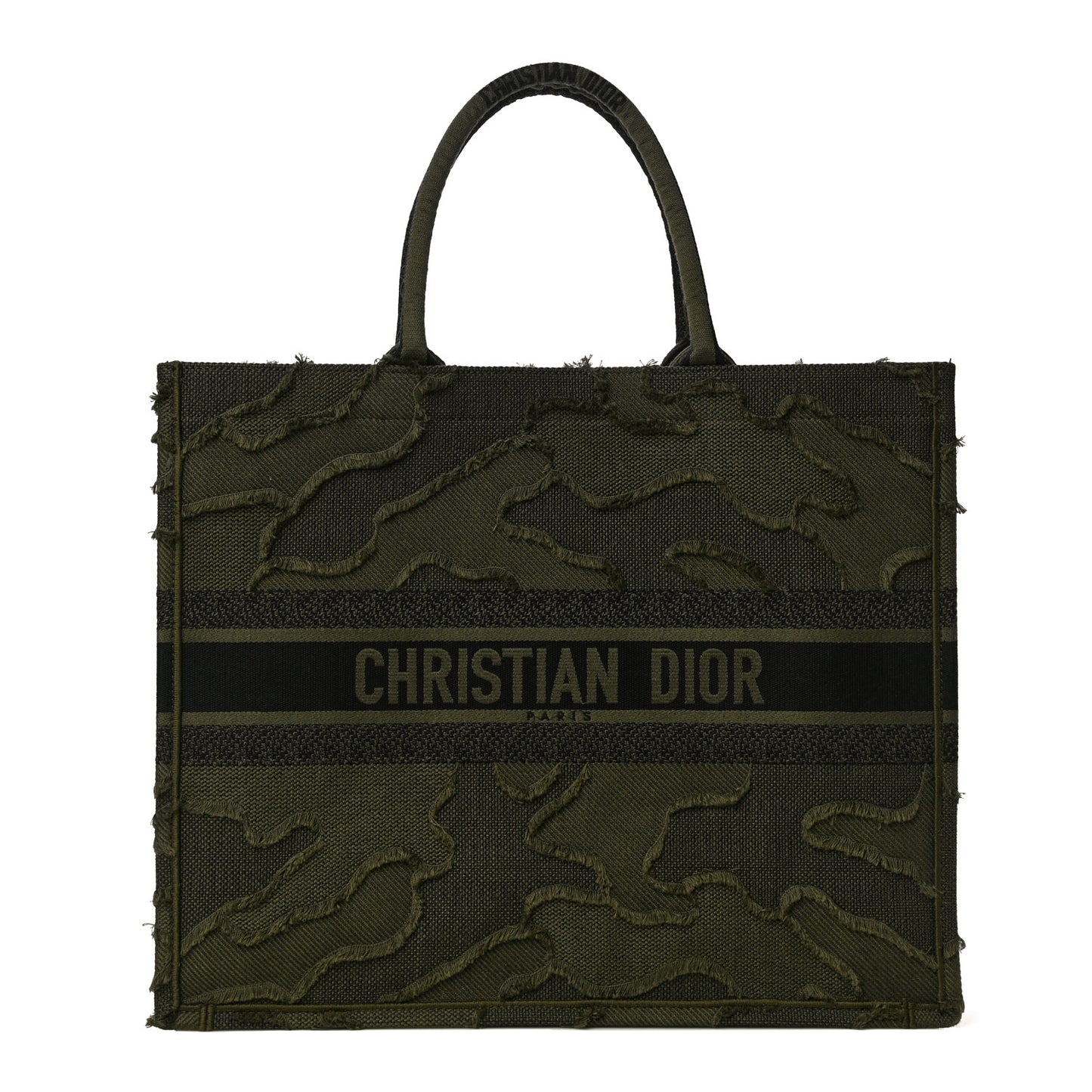 Canvas Embroidered Camouflage Book Tote Green