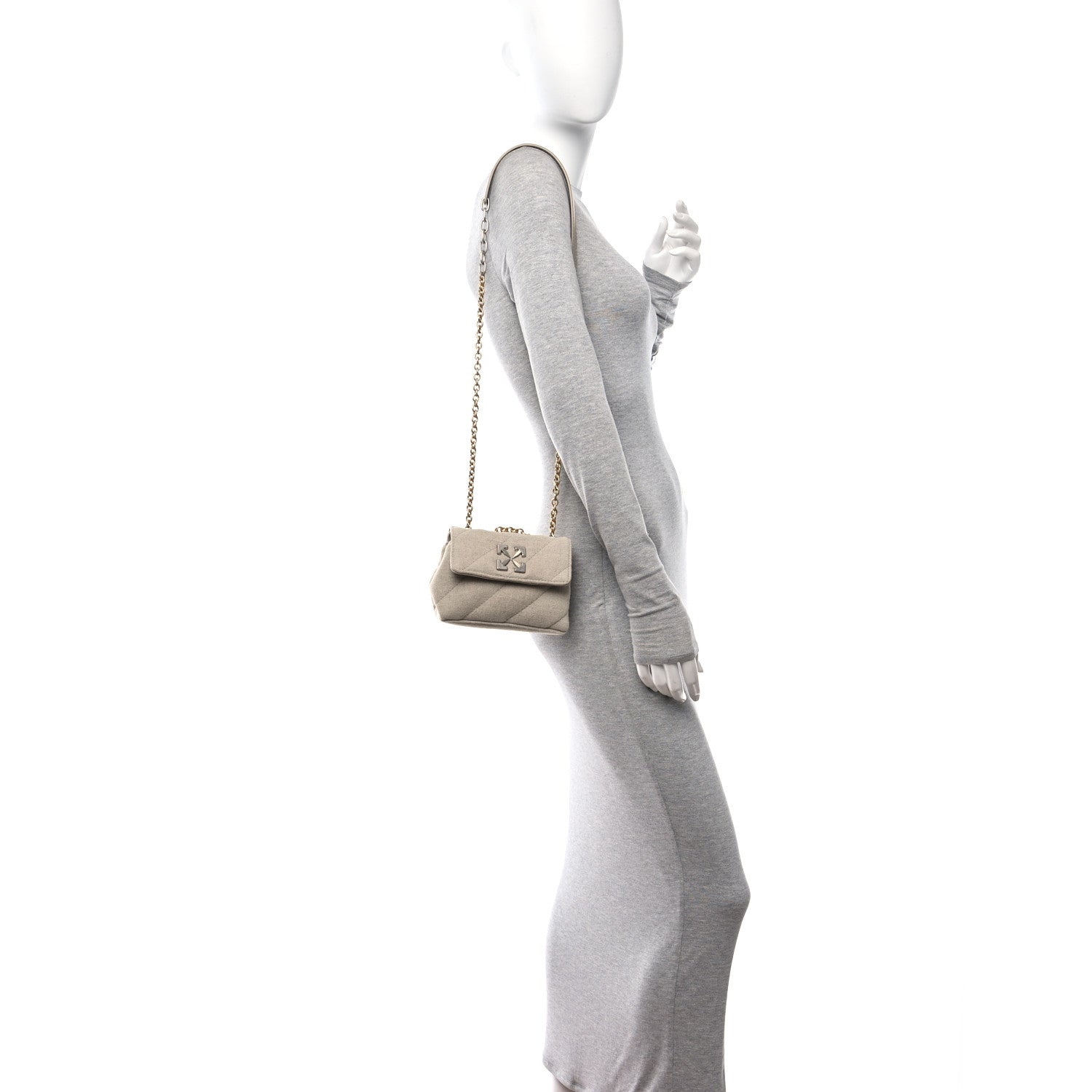 Off-White Linen Diagonal Quilted Jackhammer 17 Shoulder Bag Beige 2 of 10