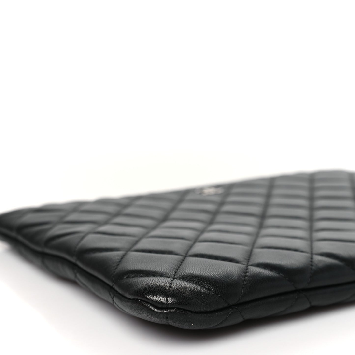 Lambskin Quilted Medium Cosmetic Case Black