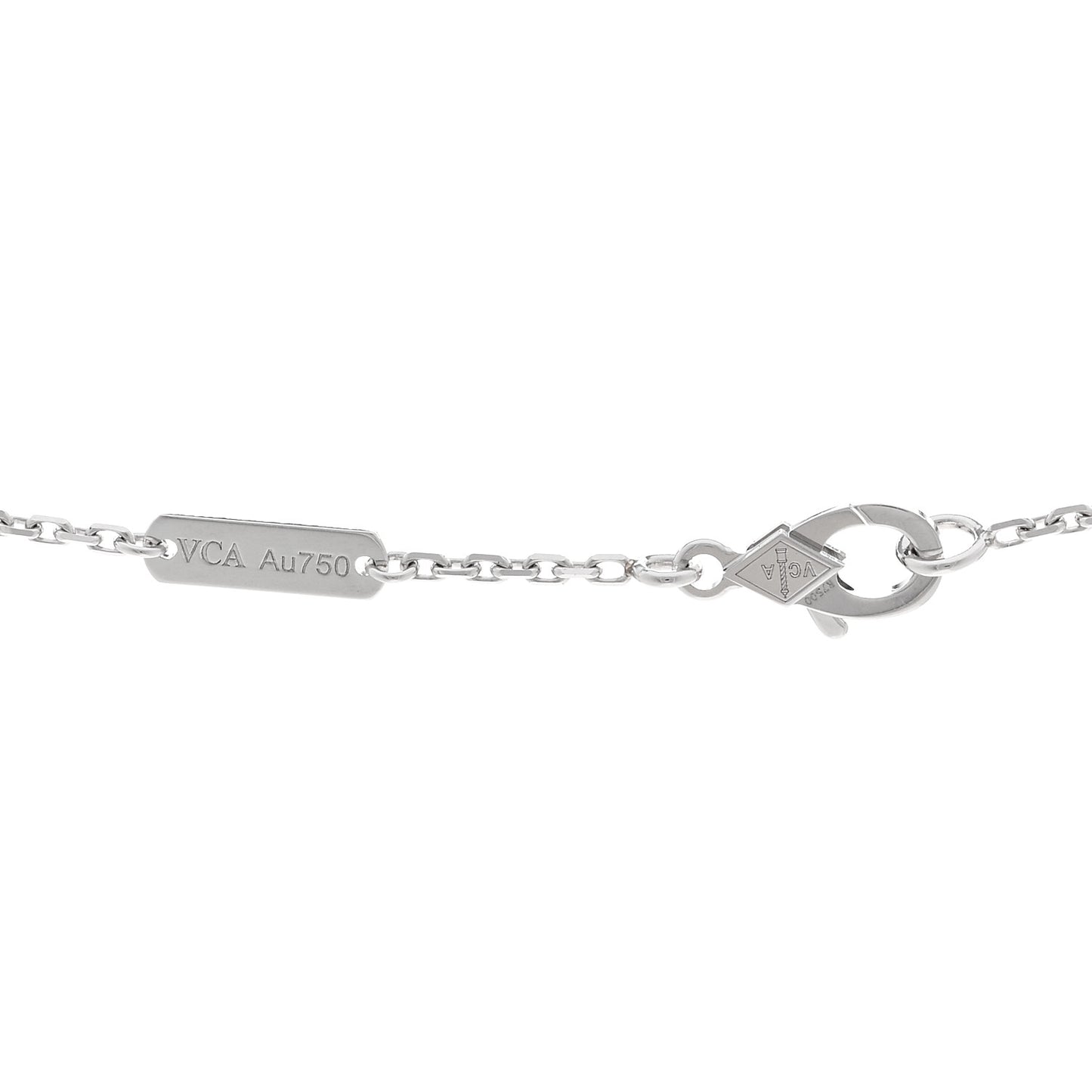 18K White Gold Guilloche Vintage Alhambra Pendant Necklace