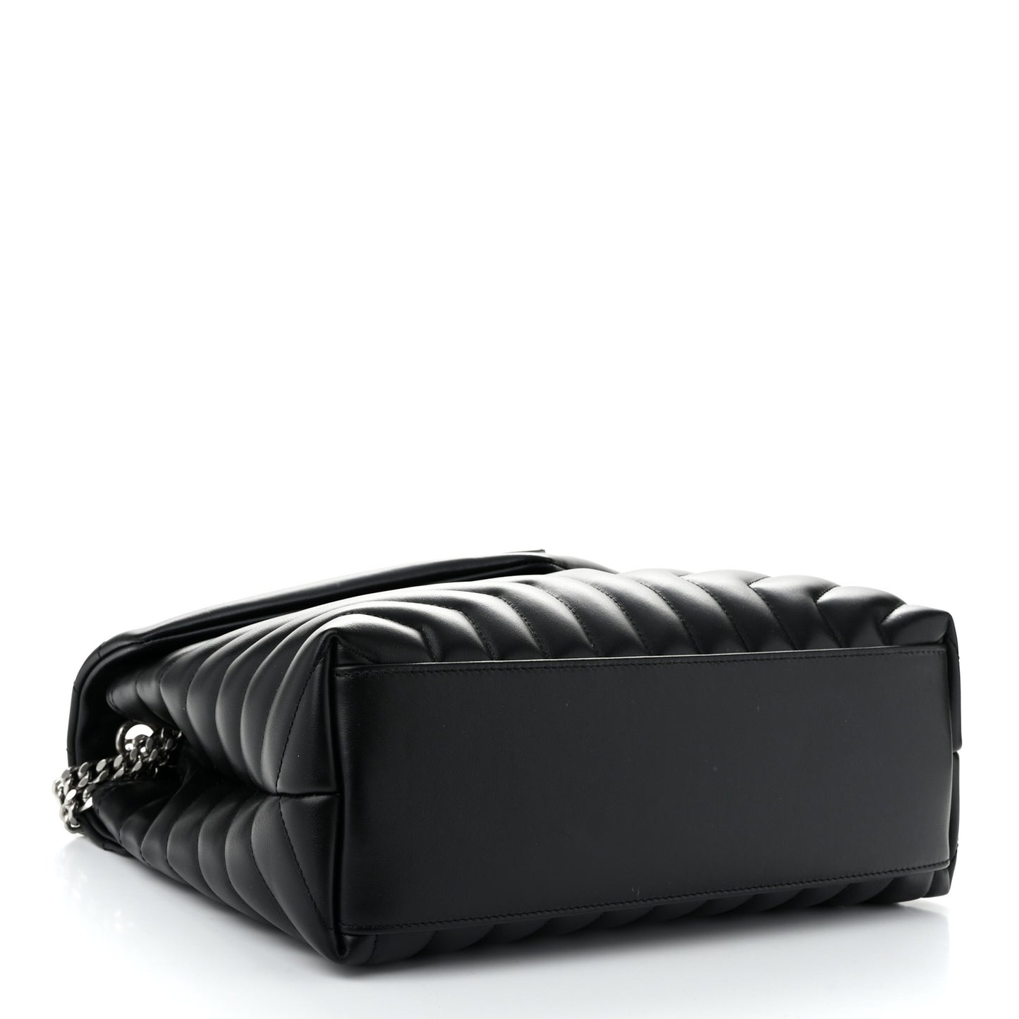 Calfskin Y Quilted Monogram Medium Loulou Chain Satchel Black
