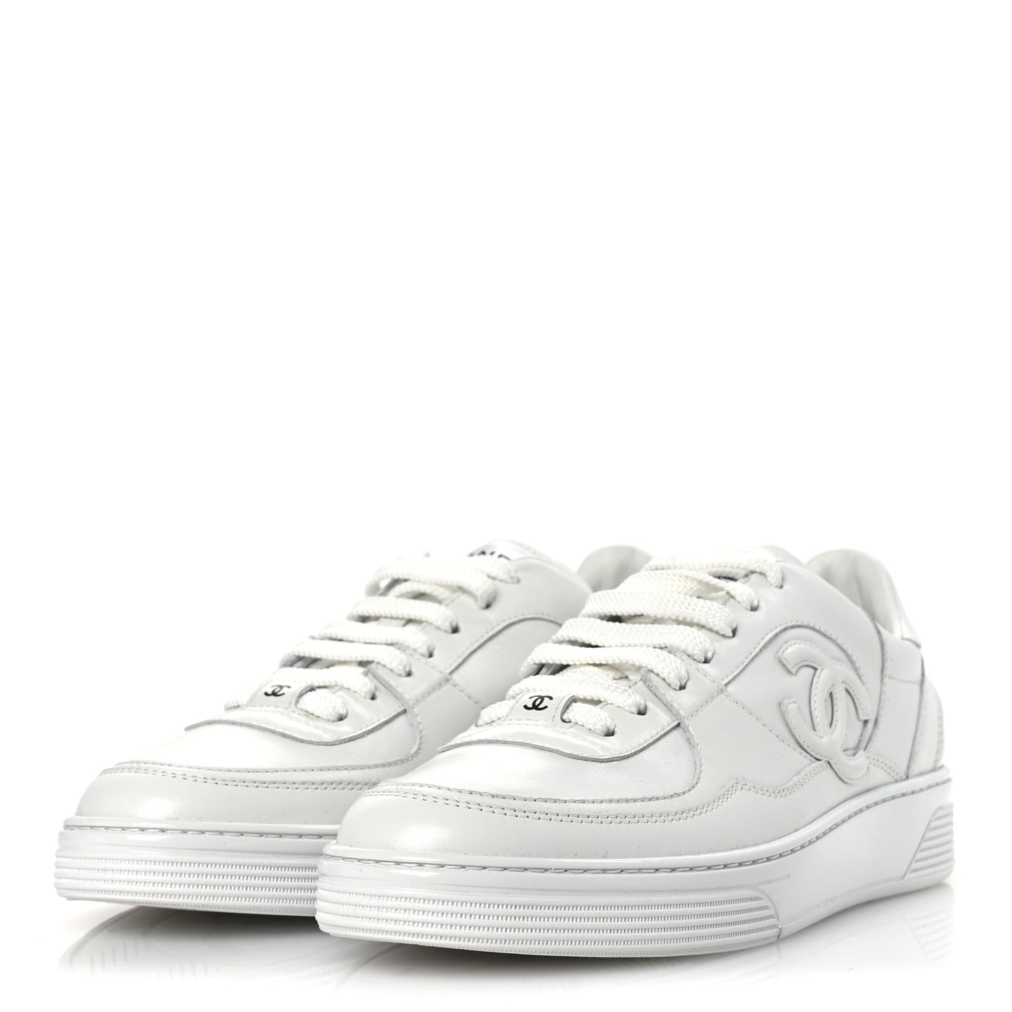 Calfskin Womens CC Sneakers 40.5 White