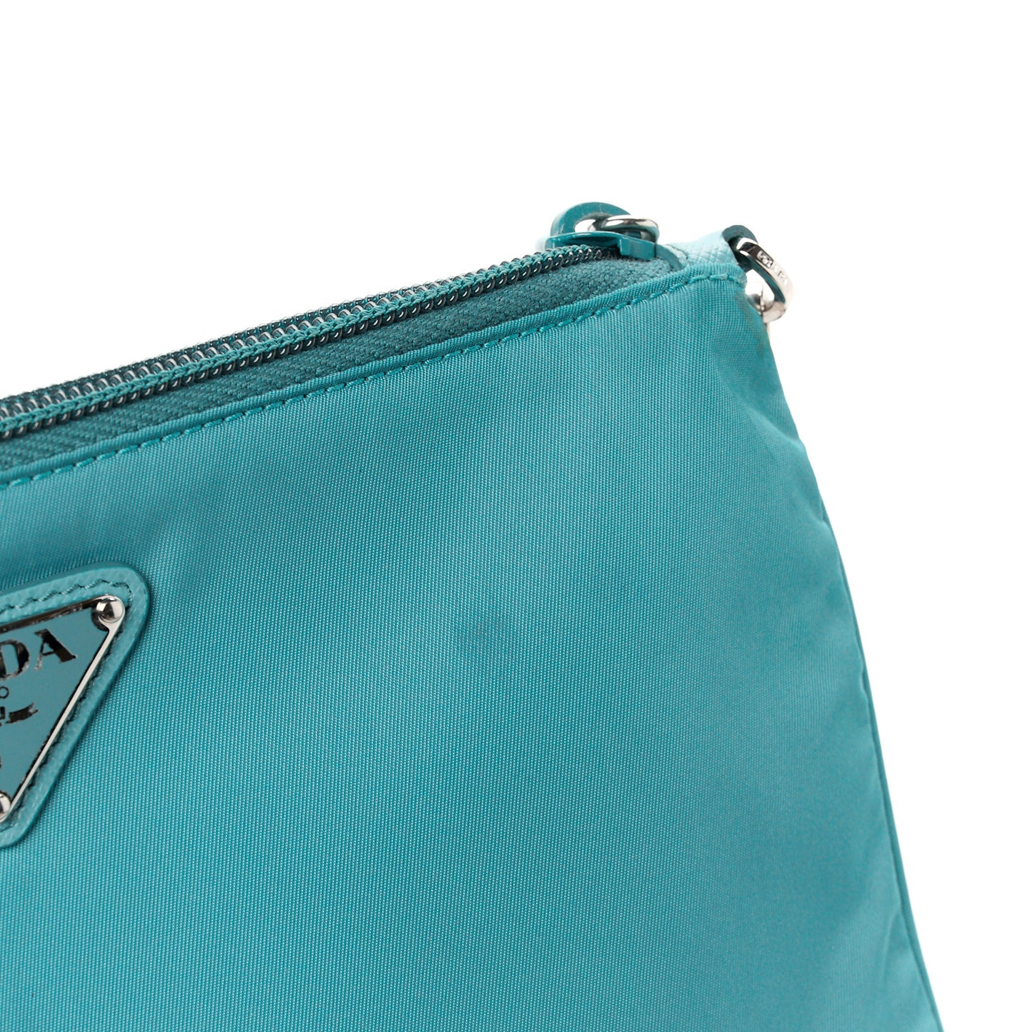 Tessuto Nylon Saffiano Wristlet Turchese