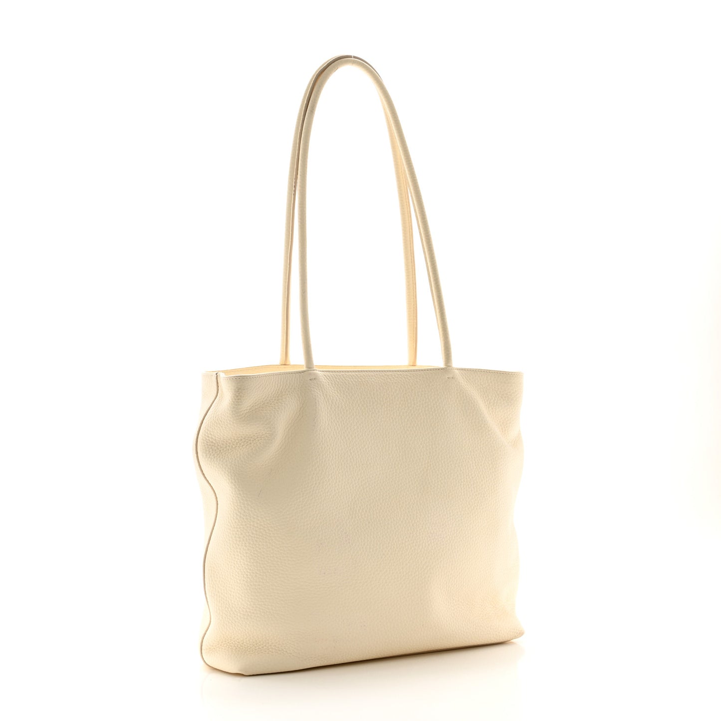 Grained Calfskin Medium Portfolio Tote Ivory