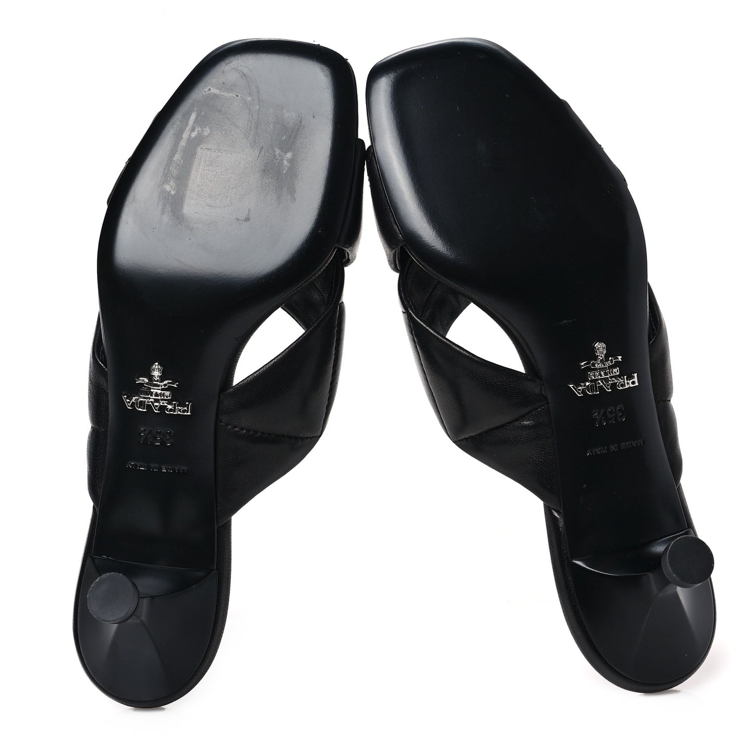 Nappa Logo Quilted Crisscross 55mm Slide Sandals 35.5 Black
