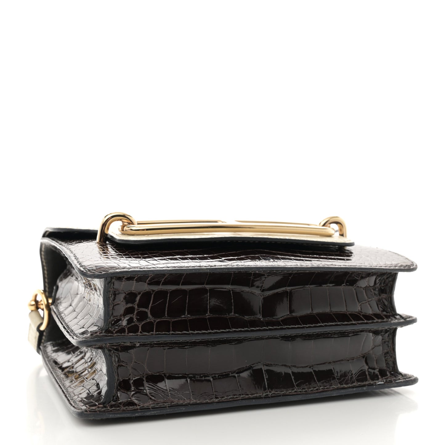 Shiny Alligator Matte Alligator Mini Sac Roulis Macassar Beton