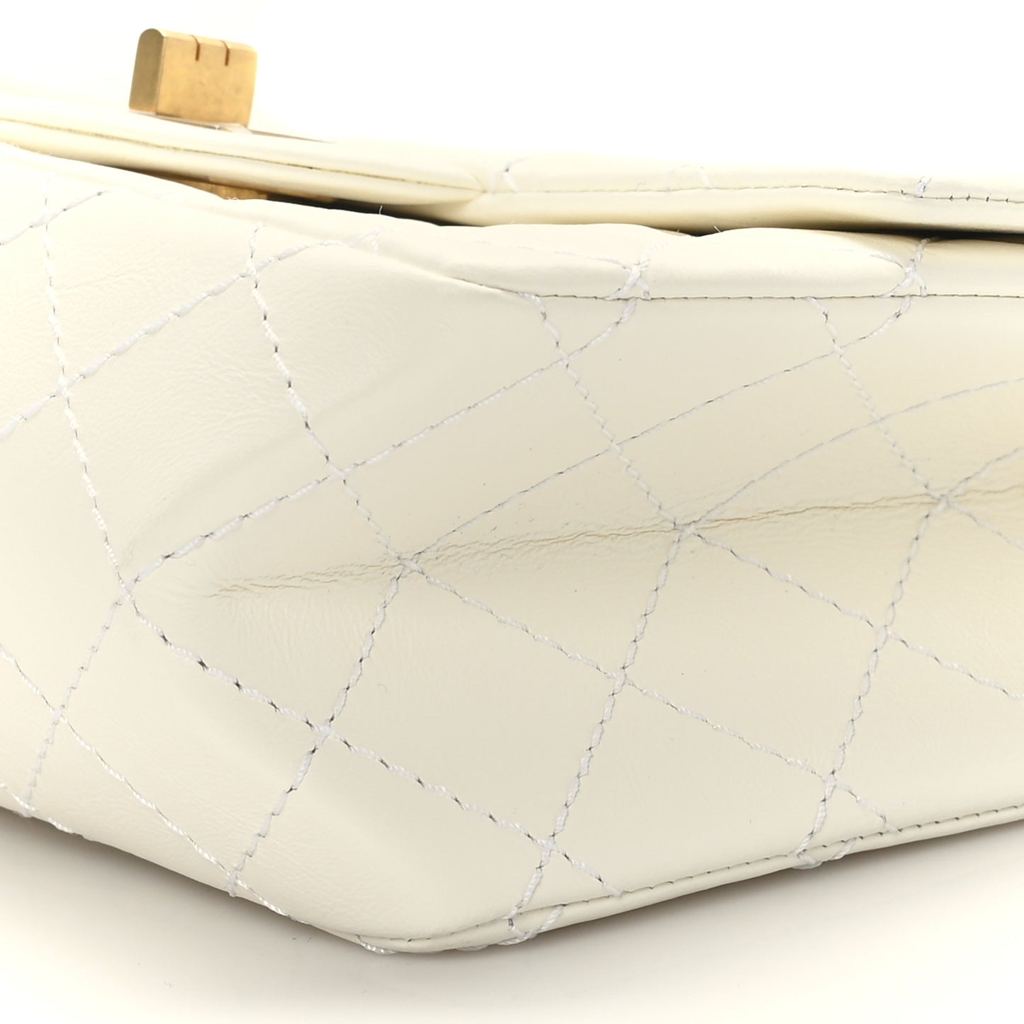 Aged Calfskin Quilted 2.55 Reissue Mini Flap White