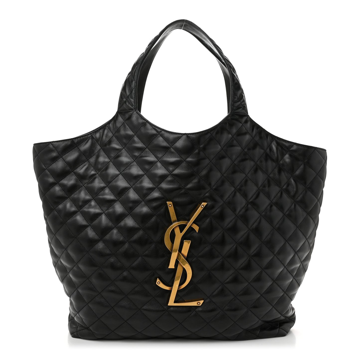 Lambskin Quilted Maxi Icare Shopping Tote Black