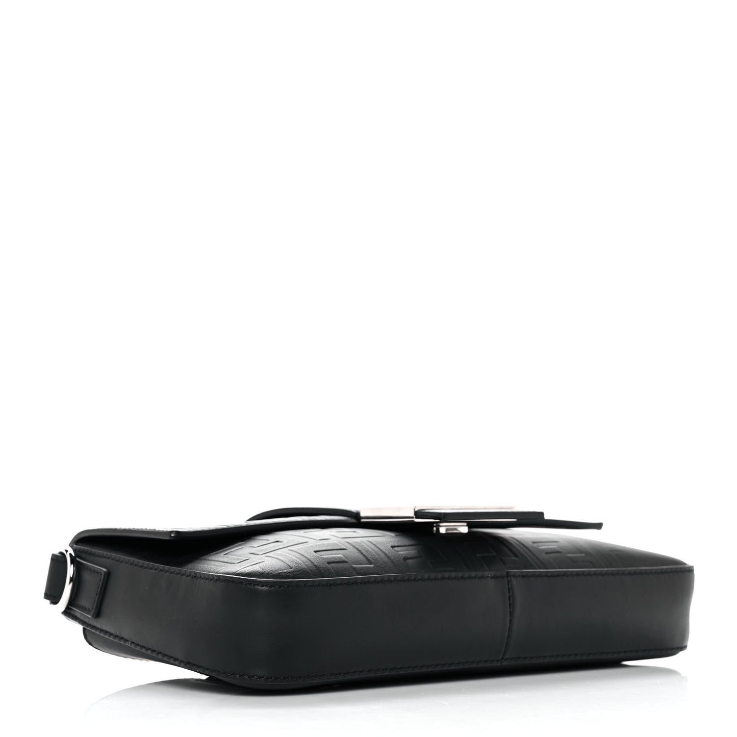 Vitello Grace FF Gradient Embossed Belt Baguette Bag Black