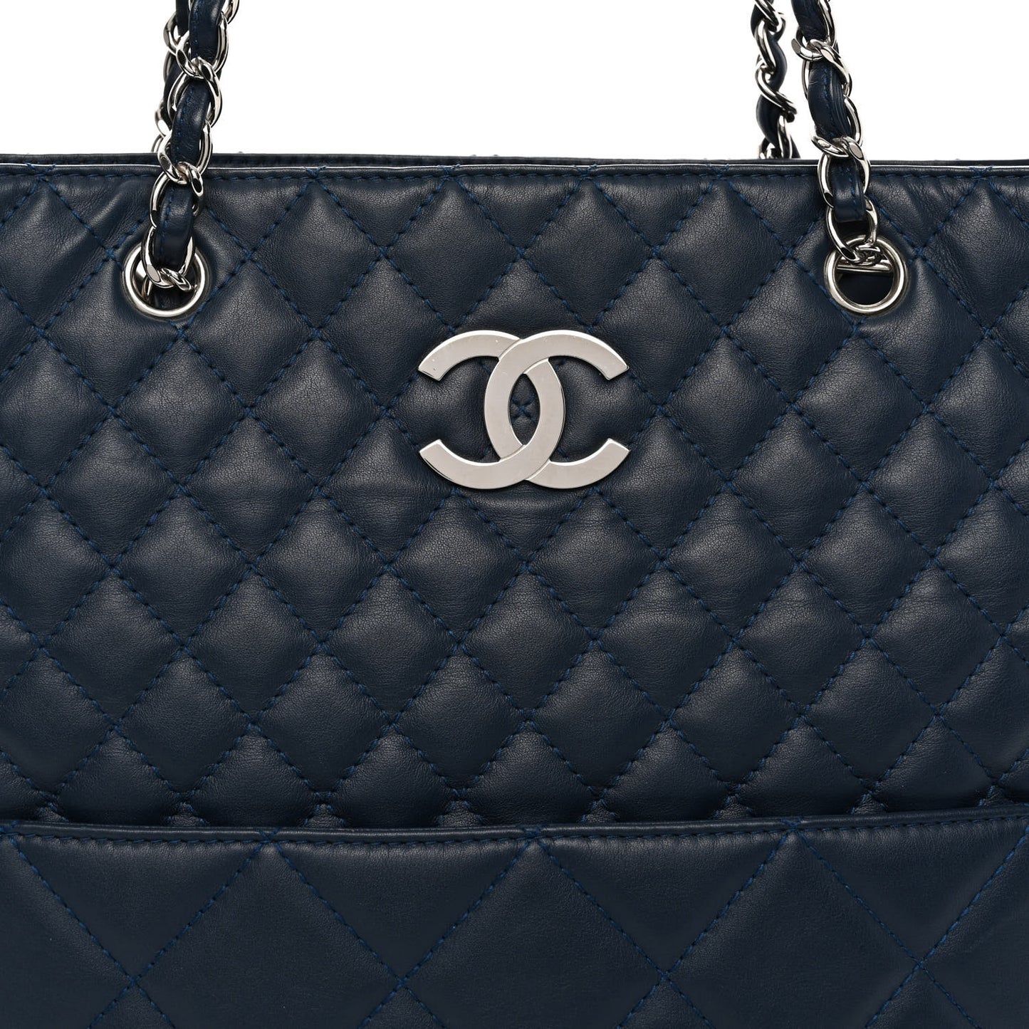 Calfskin Quilted In The Business North South Tote Blue
