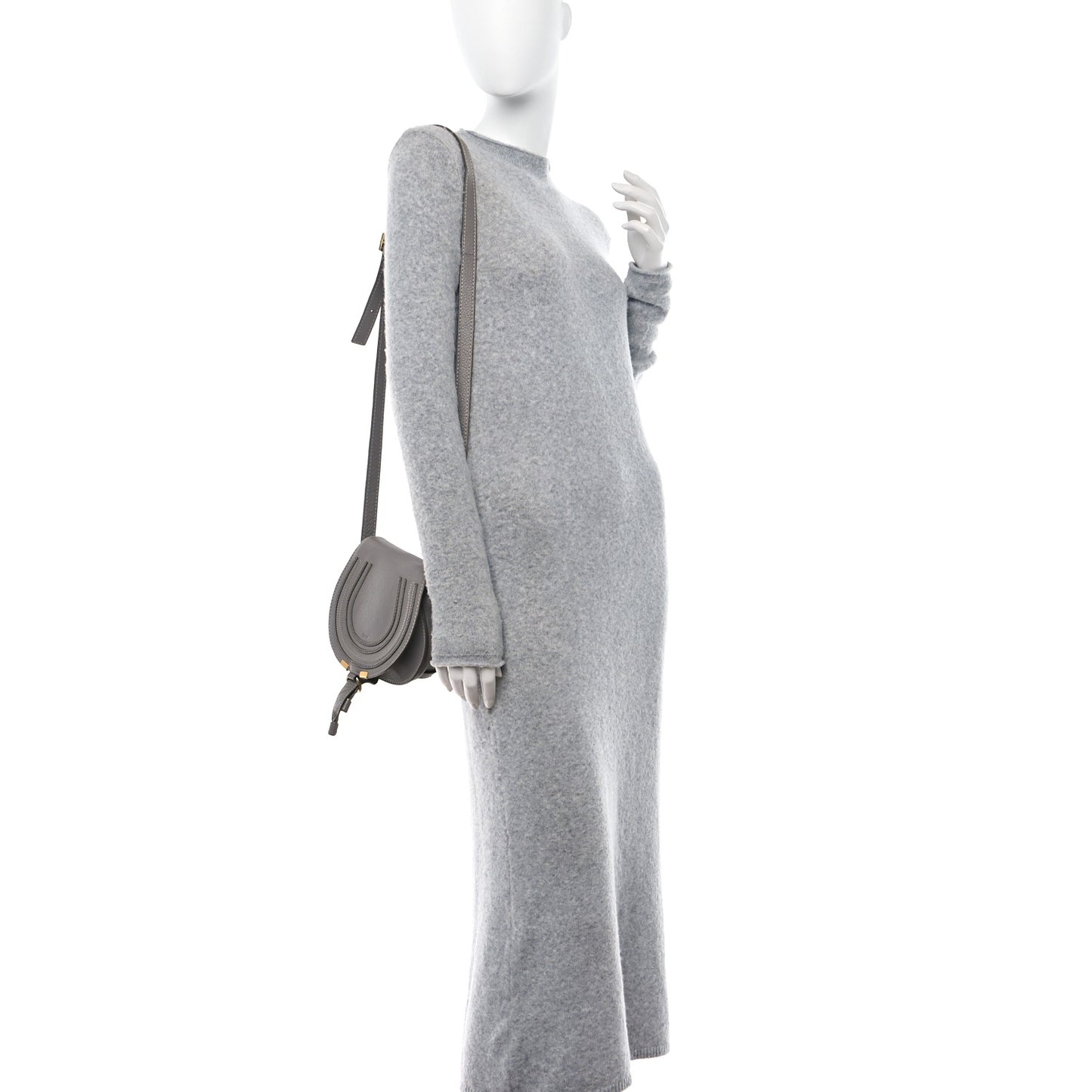 Calfskin Mini Marcie Round Crossbody Bag Cashmere Grey