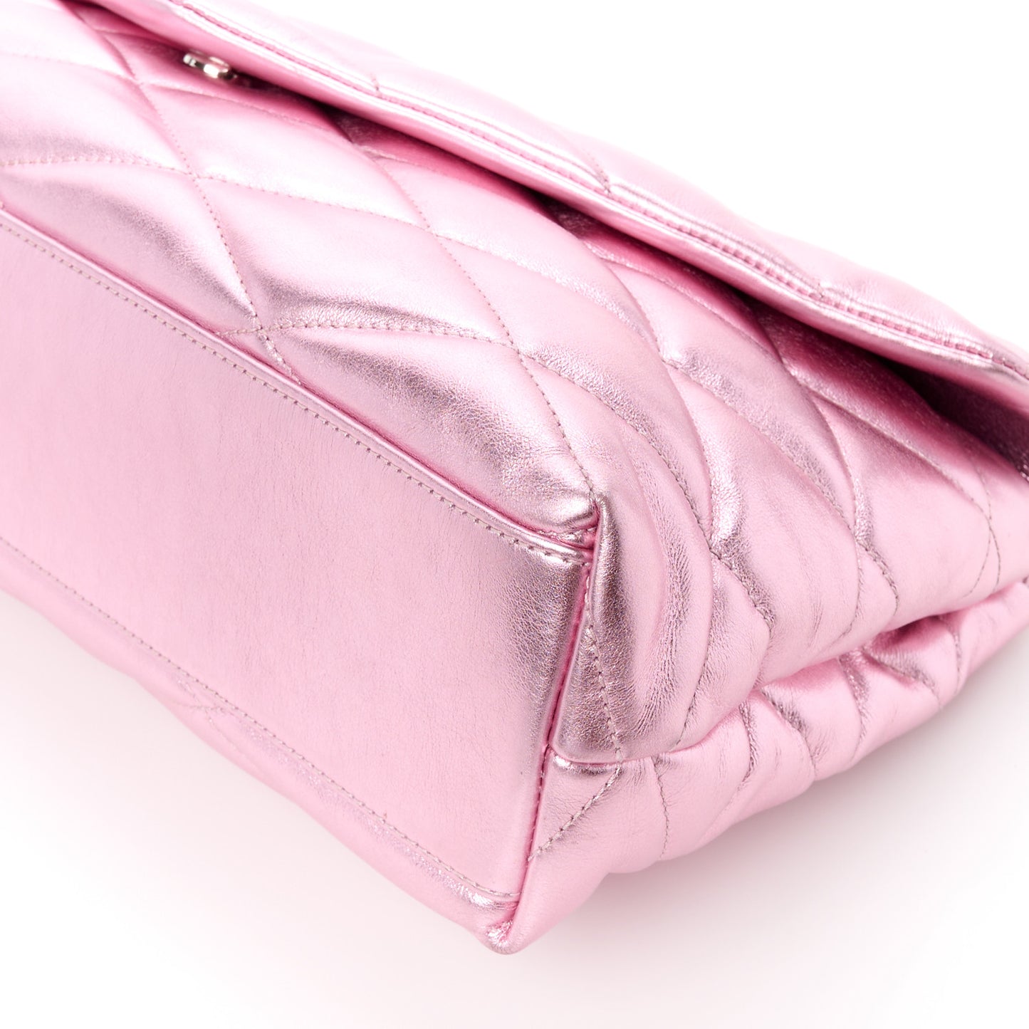 Metallic Lambskin Quilted Sade Puffer Envelope Clutch New Azalea