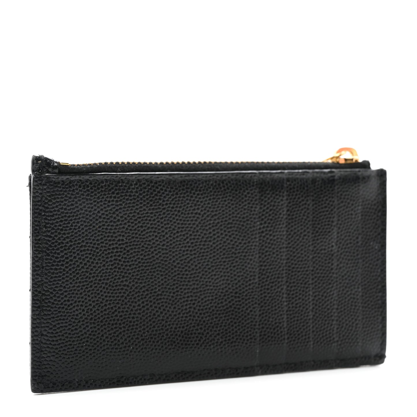 Grain De Poudre Matelasse Chevron Monogram Fragments Zippered Card Case Black