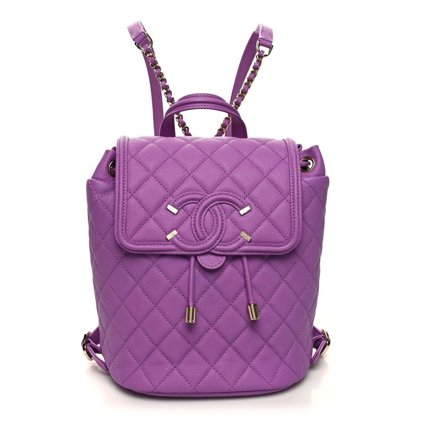Caviar Quilted Small Filigree Backpack Purple