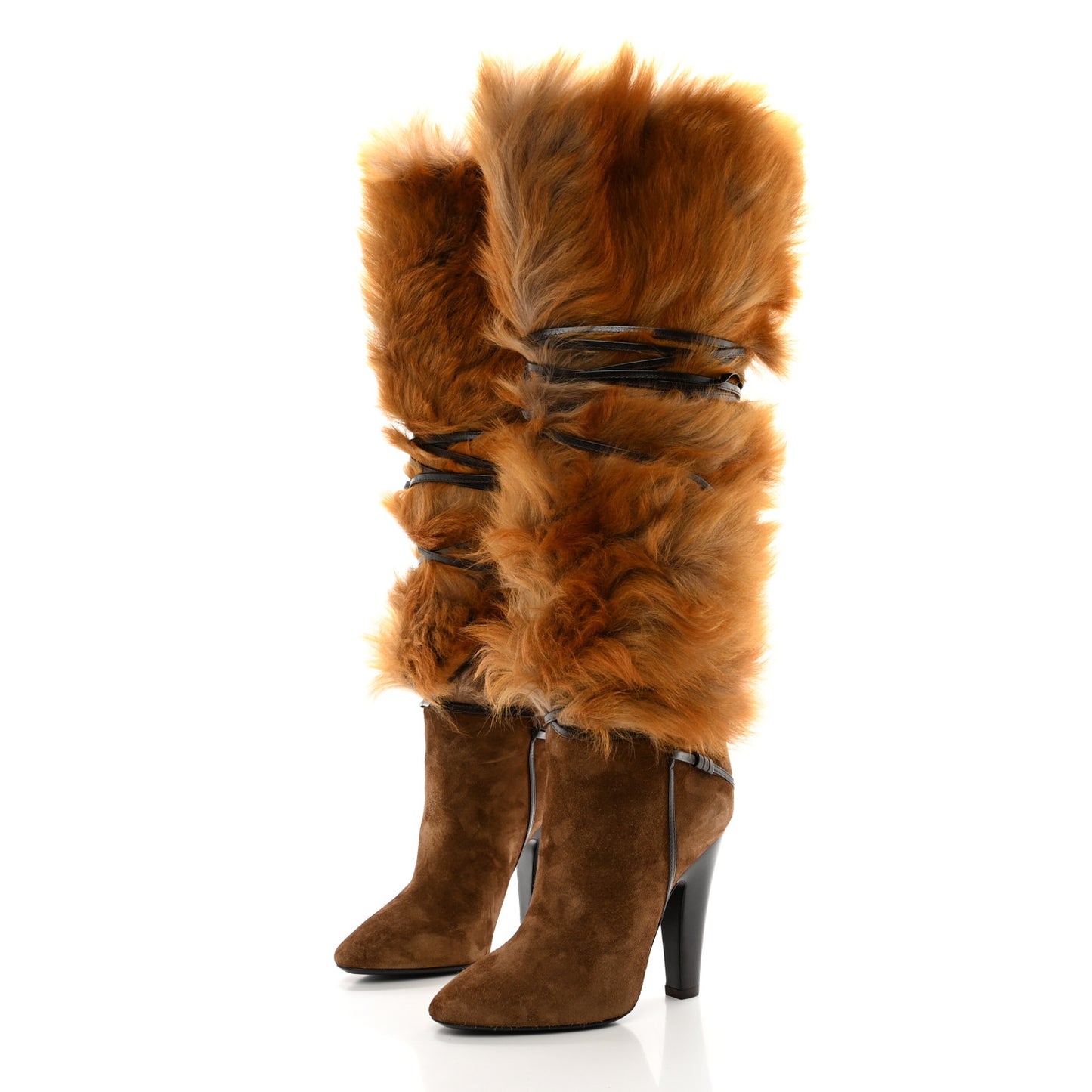 Suede Faux Fur Jokull 105 Over The Knee Boots 36.5 Brown