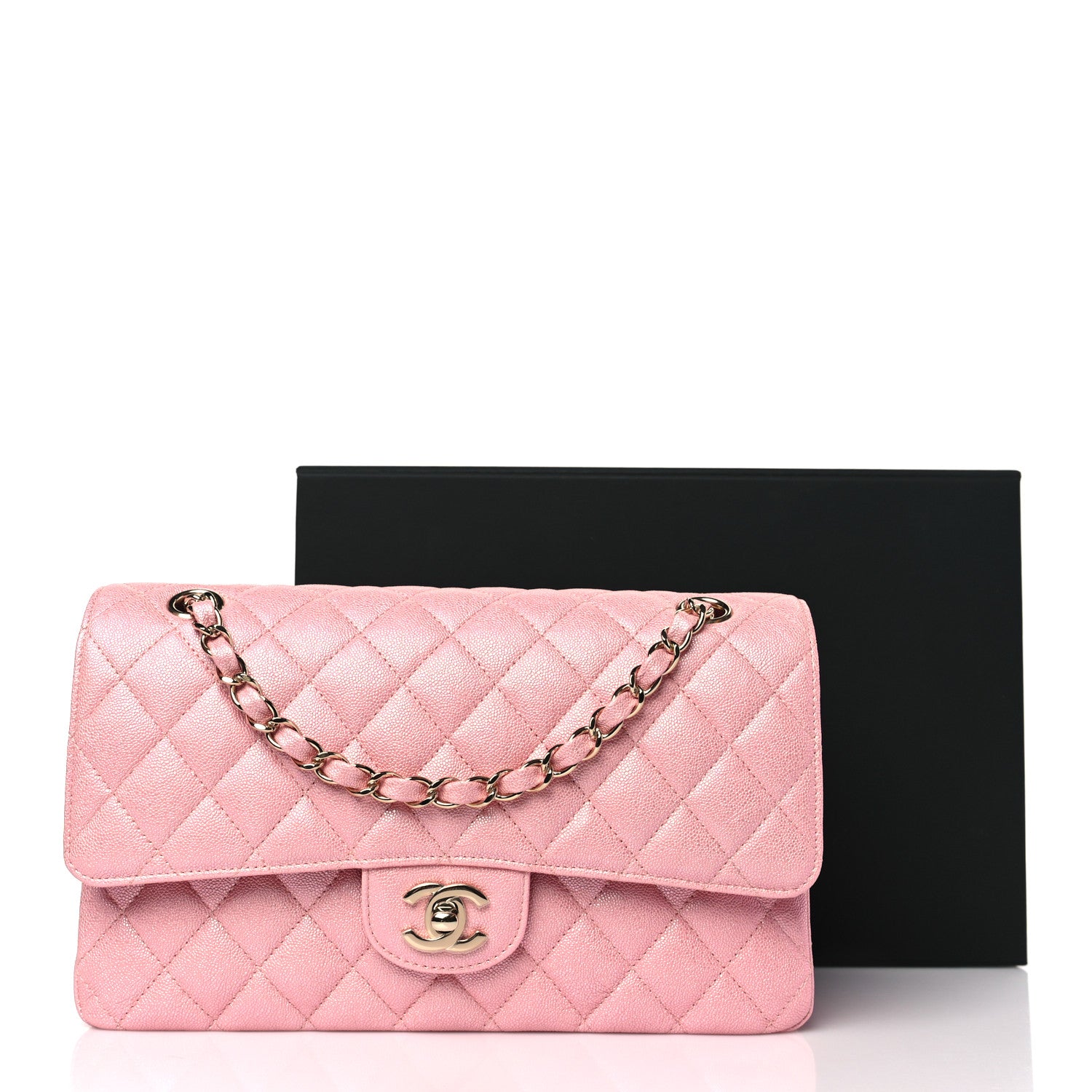 Chanel Iridescent Caviar Quilted Medium Double Flap Rose Pink 3 of 10