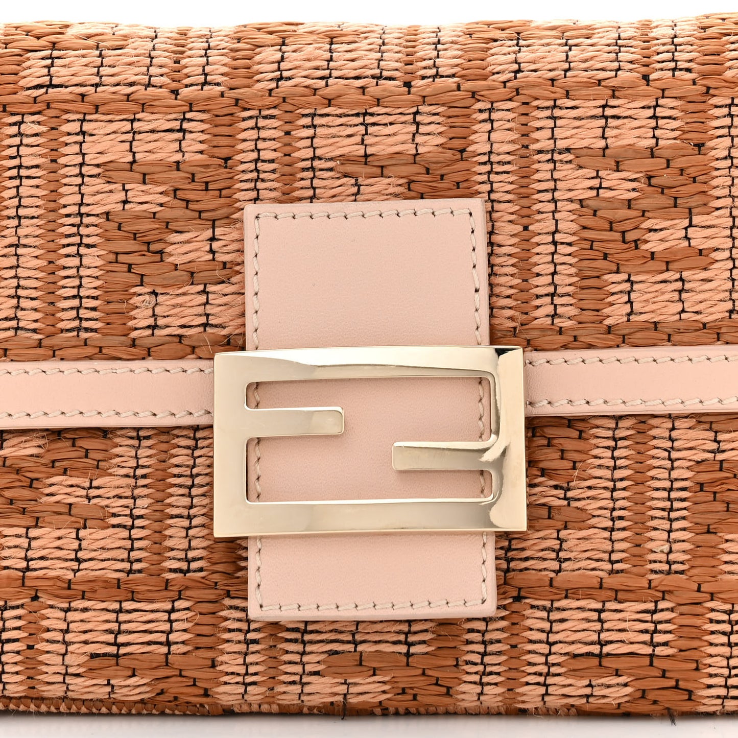 Raffia Mini Mama Baguette Beige Pink