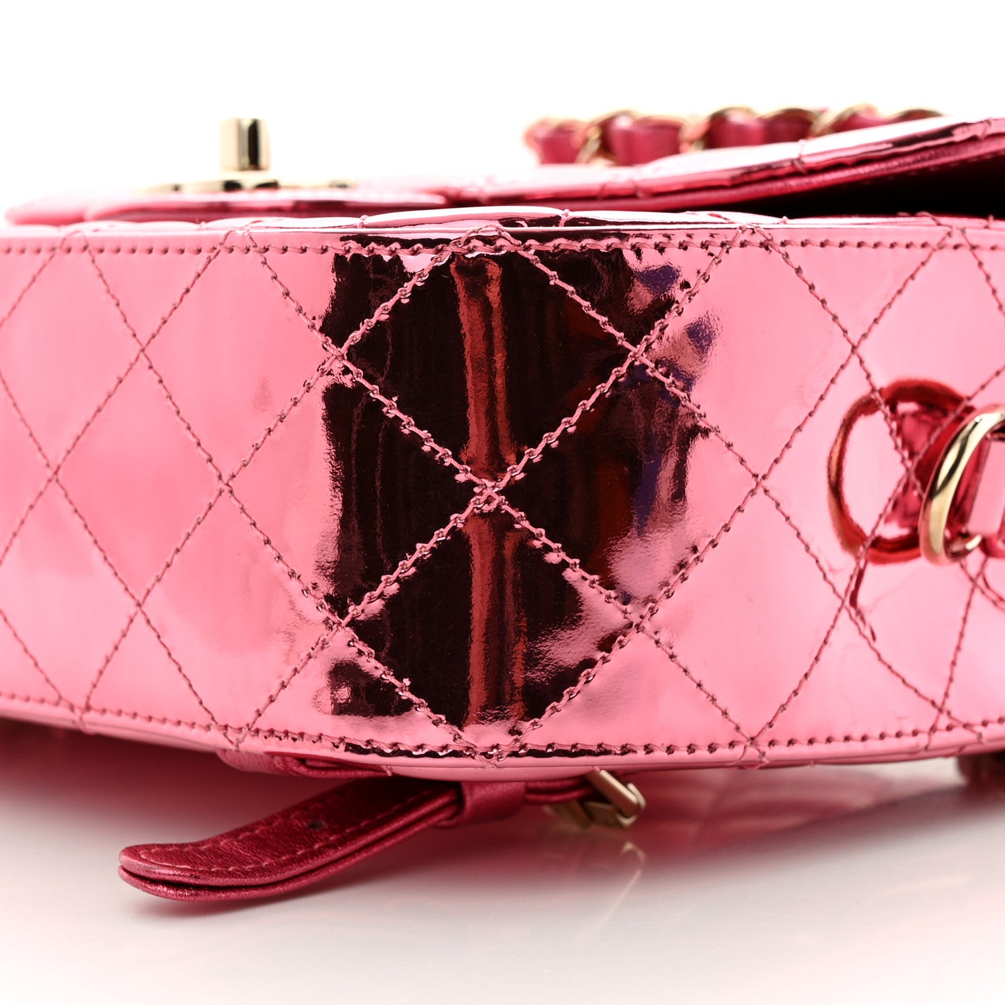 Mirror Calfskin Metallic Calfskin Quilted Hollywood Boulevard Backpack With Coin Purse Pink