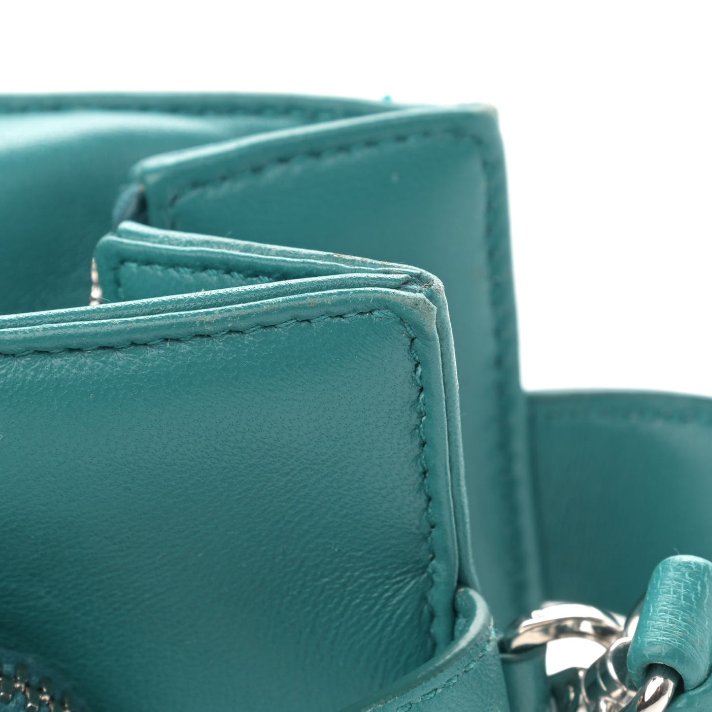 Nappa Triangle Pocket Small Tote Bag Teal