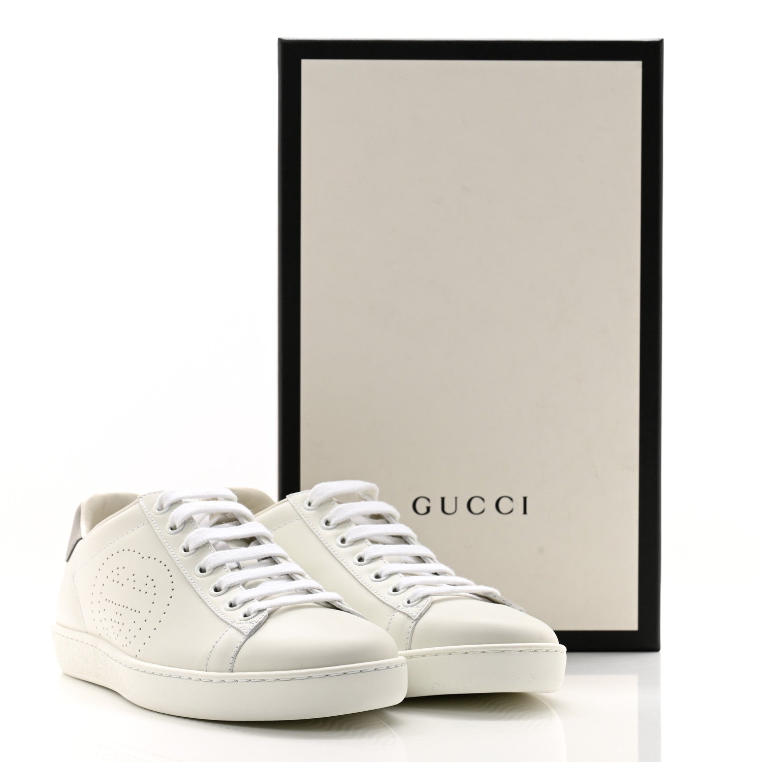 Gucci Calfskin Interlocking G Perforated Womens Ace Sneakers 36.5 White Grey Sky 10 of 10