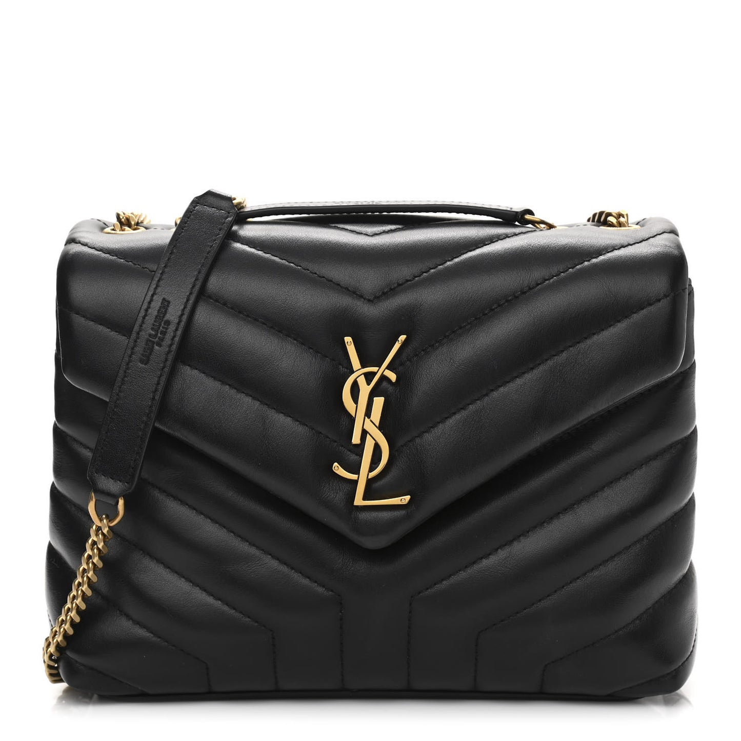Calfskin Y Quilted Monogram Small Loulou Chain Satchel Black