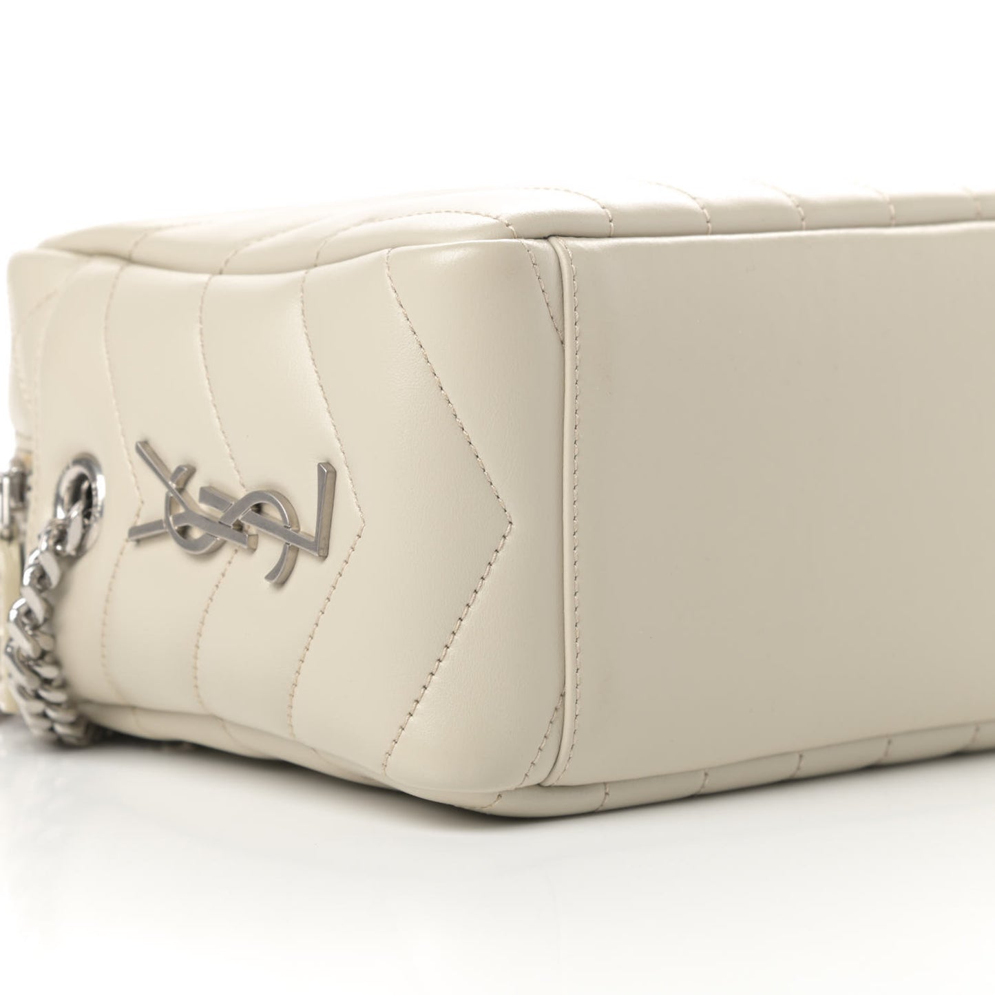 Calfskin Y Quilted Monogram Small Loulou Bowling Bag Ivory
