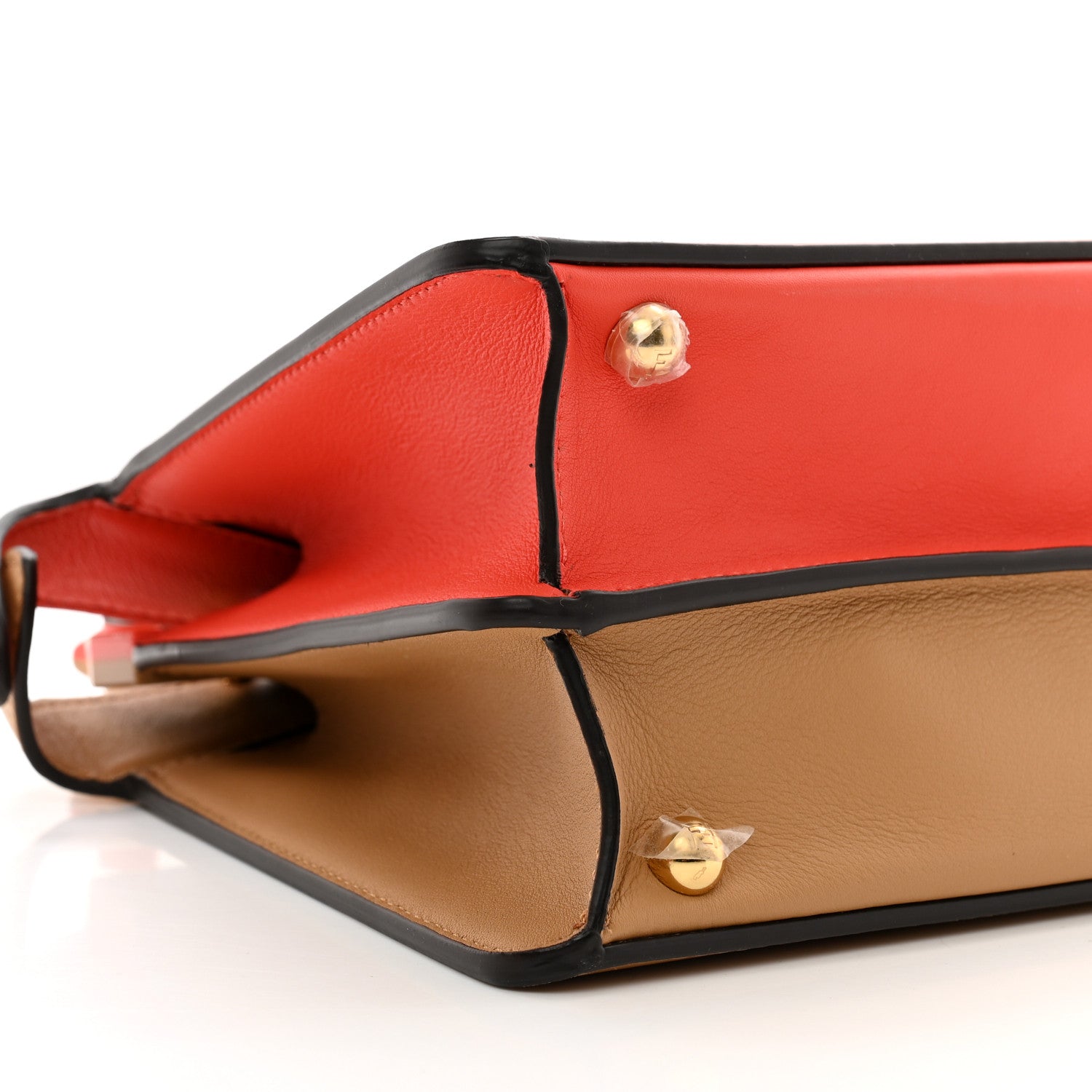 Fendi Vitello Seta Nappa Plexiglass Bi-Color Small Peekaboo I SEE U Satchel Miele Scuro Tulipano 10 of 11