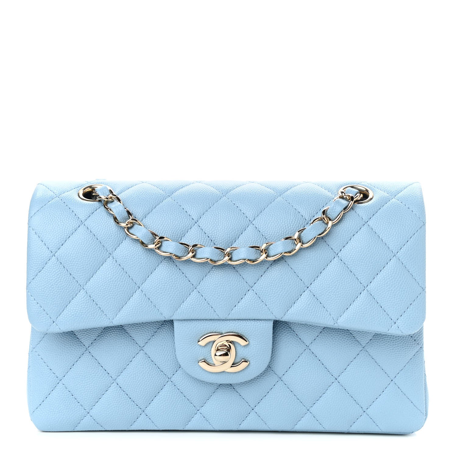 Chanel Caviar Quilted Small Double Flap Light Blue 1 of 10
