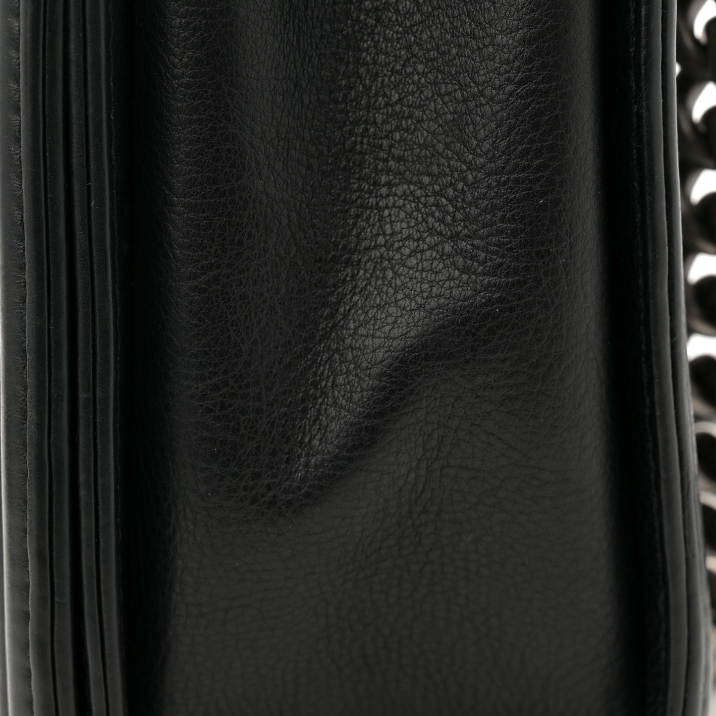 Calfskin Quilted Large Boy Flap Black