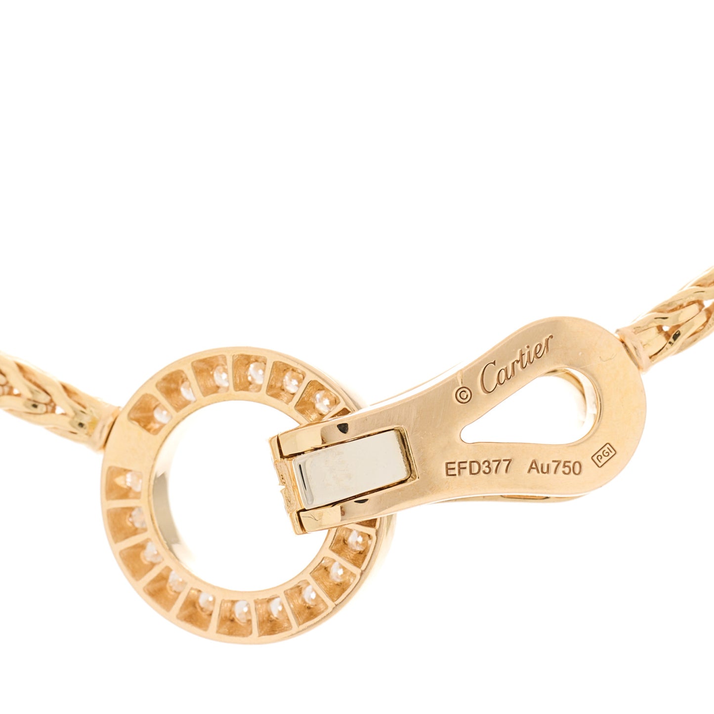 18K Yellow Gold Diamond Agrafe Rope Necklace