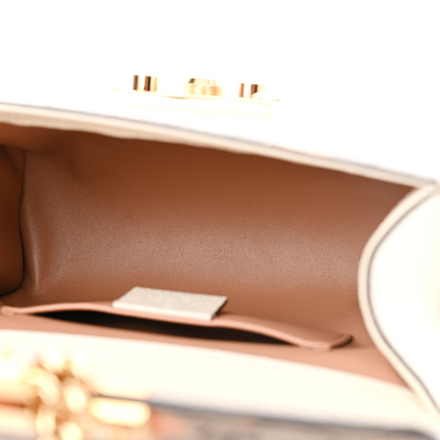 GG Supreme Monogram Berry Textured Dollar Calfskin Small Padlock Shoulder Bag Beige Ebony Light Copper Mystic White