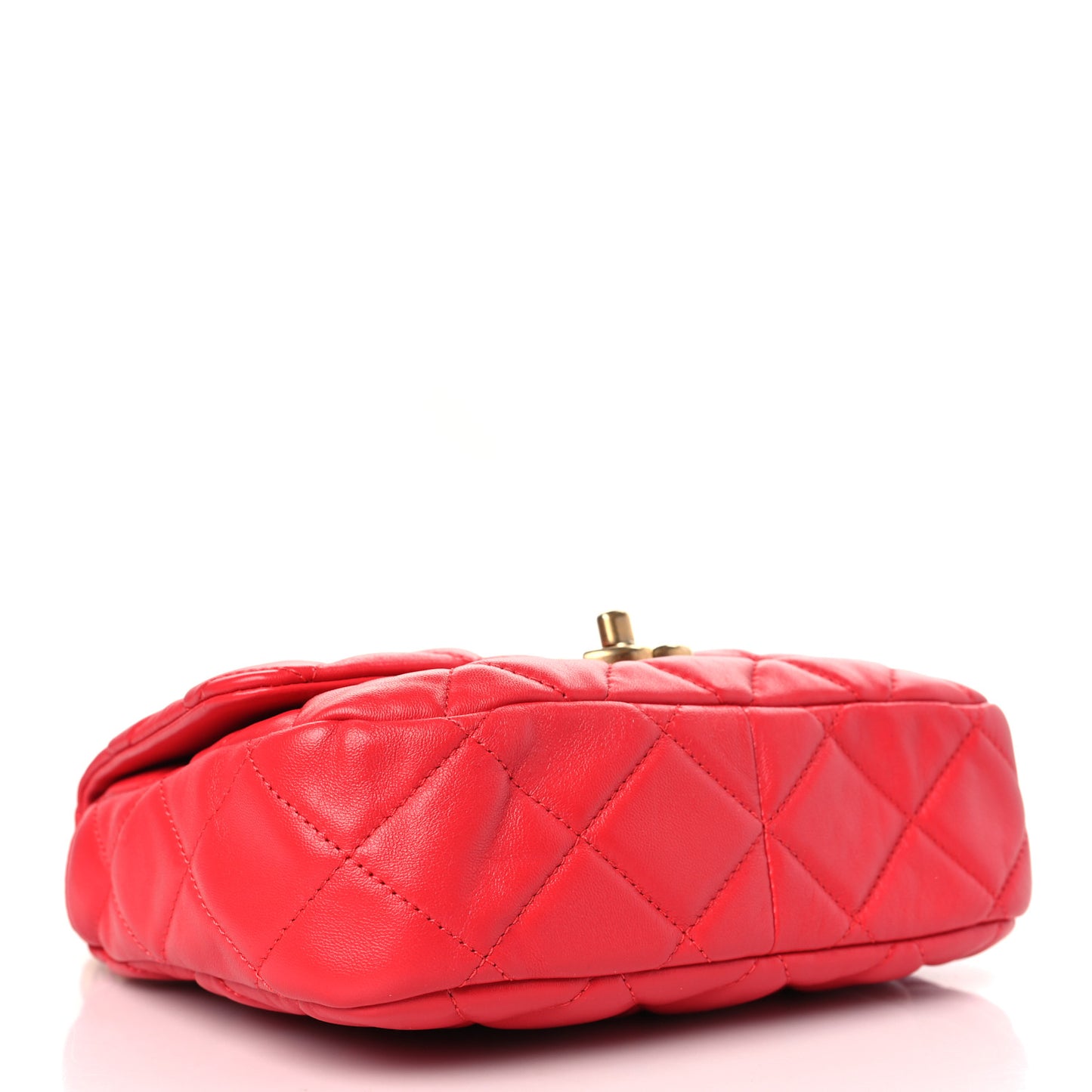 Lambskin Quilted Small Lacquered Chain Flap Red