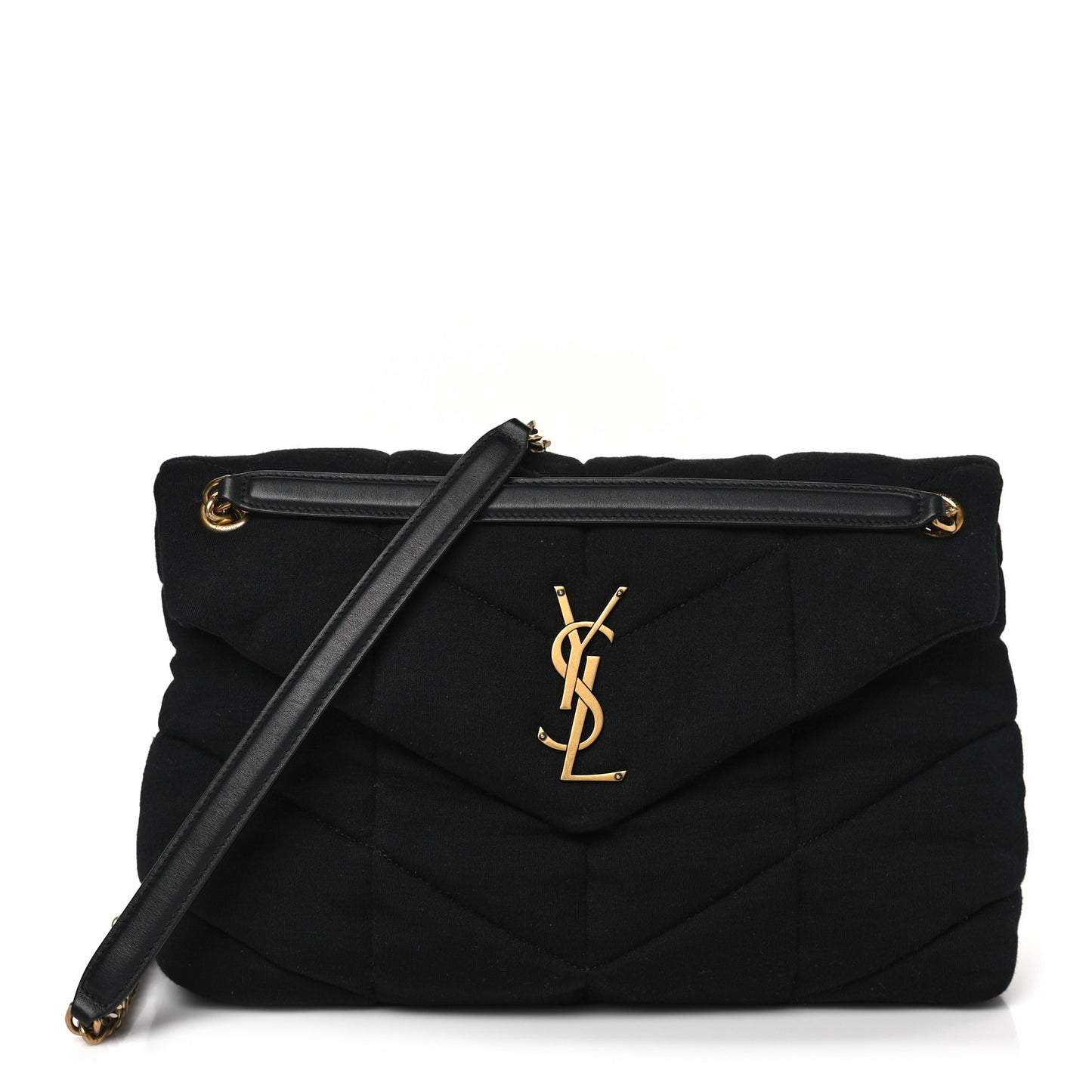 Wool Jersey Quilted Medium Loulou Puffer Monogram Chain Black