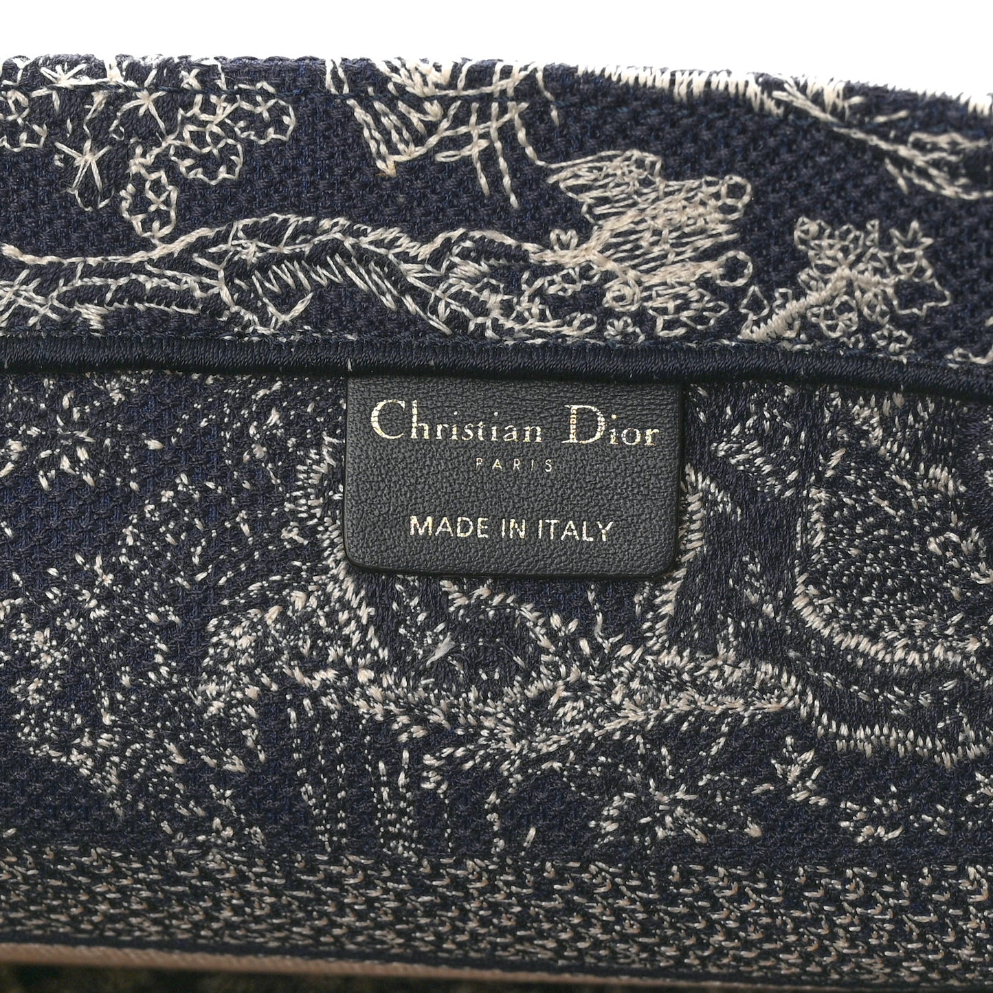 Canvas Embroidered Medium Toile De Jouy Reverse Book Tote Blue