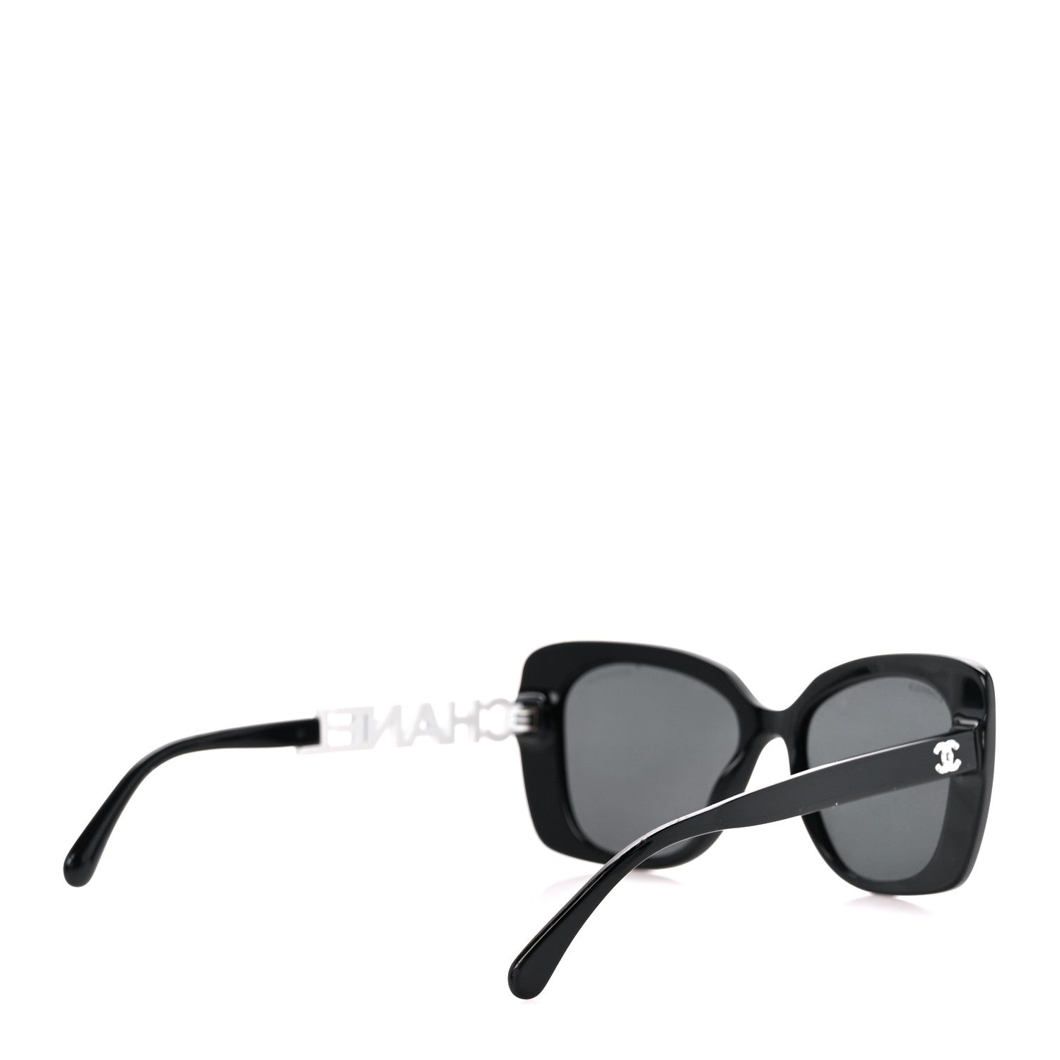 Chanel Acetate Strass Square Sunglasses 5422-B Black White 4 of 8