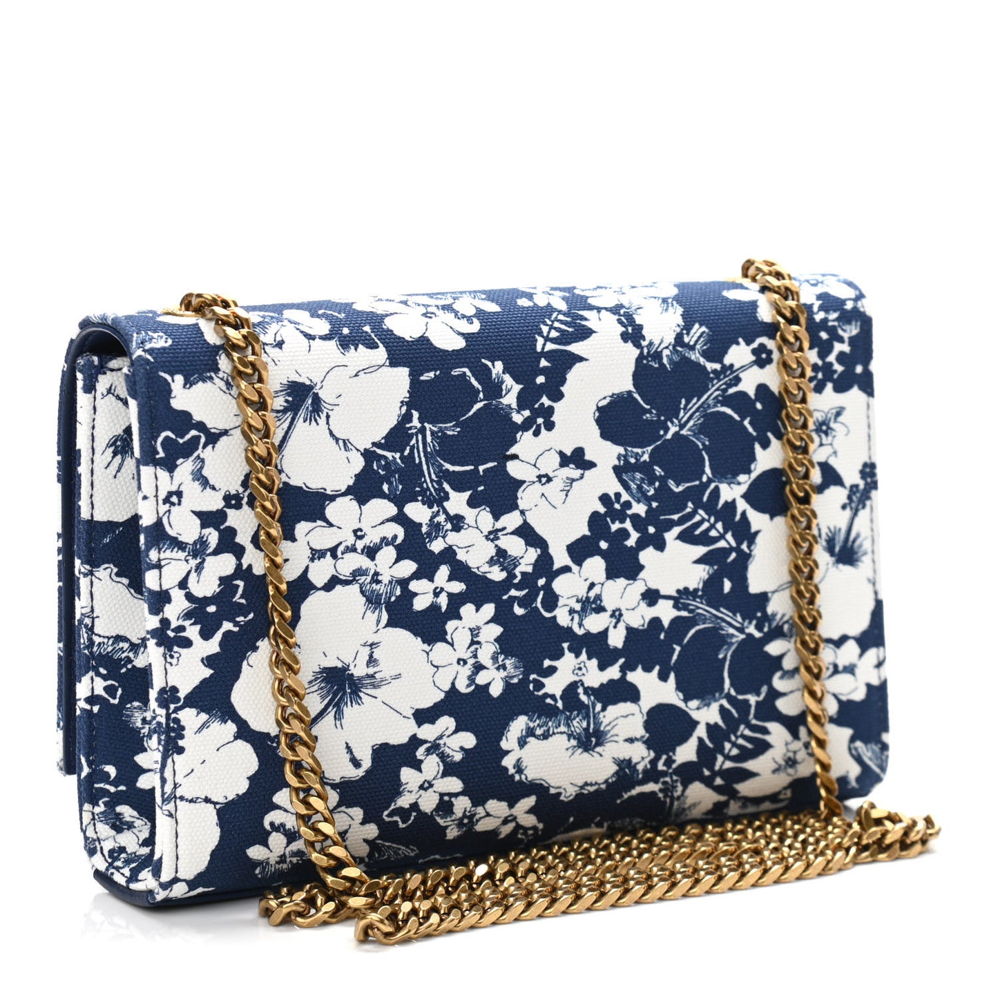 Canvas Small Monogram Hibiscus Print Kate Satchel Blue
