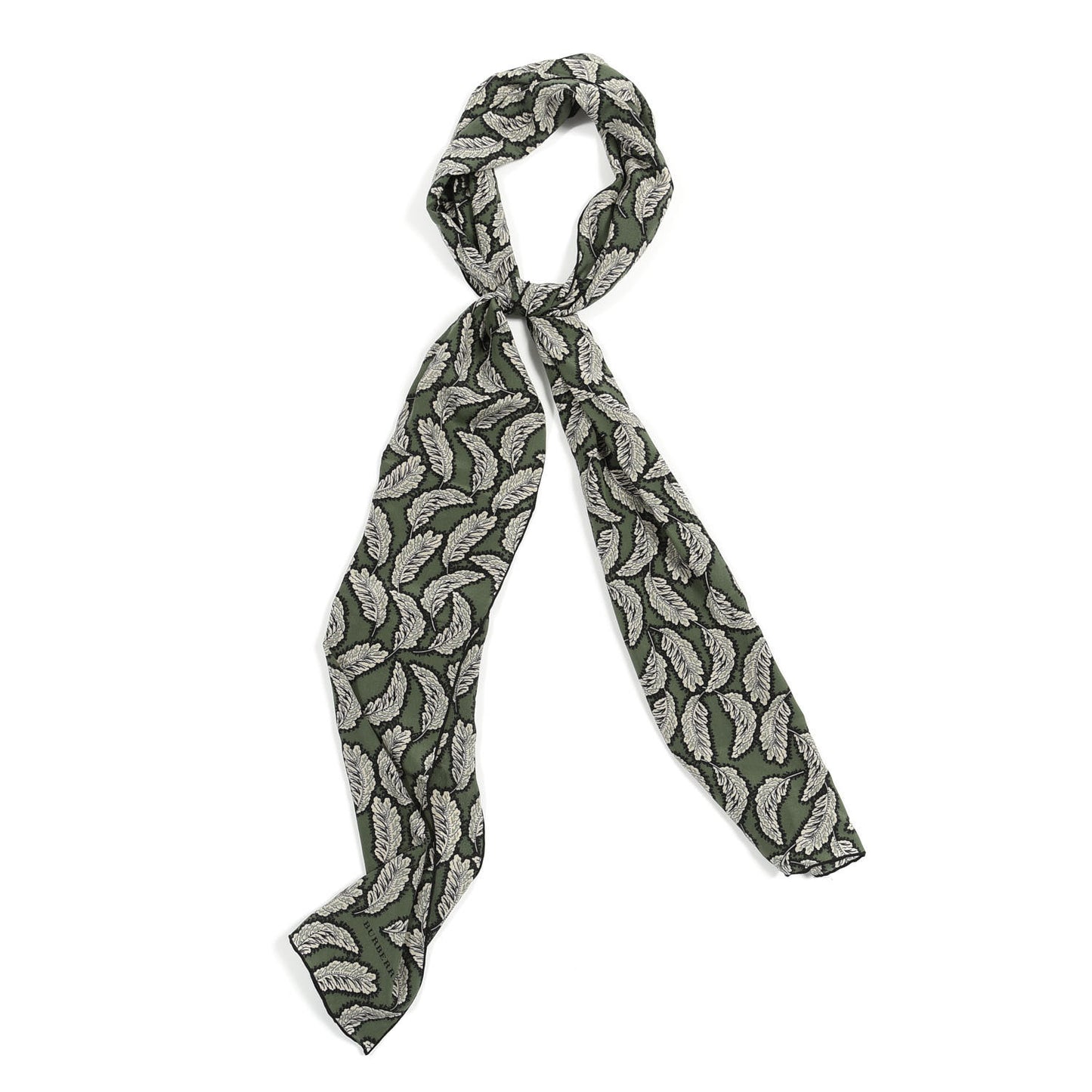 Silk Leaf Print Scarf Dusty Green