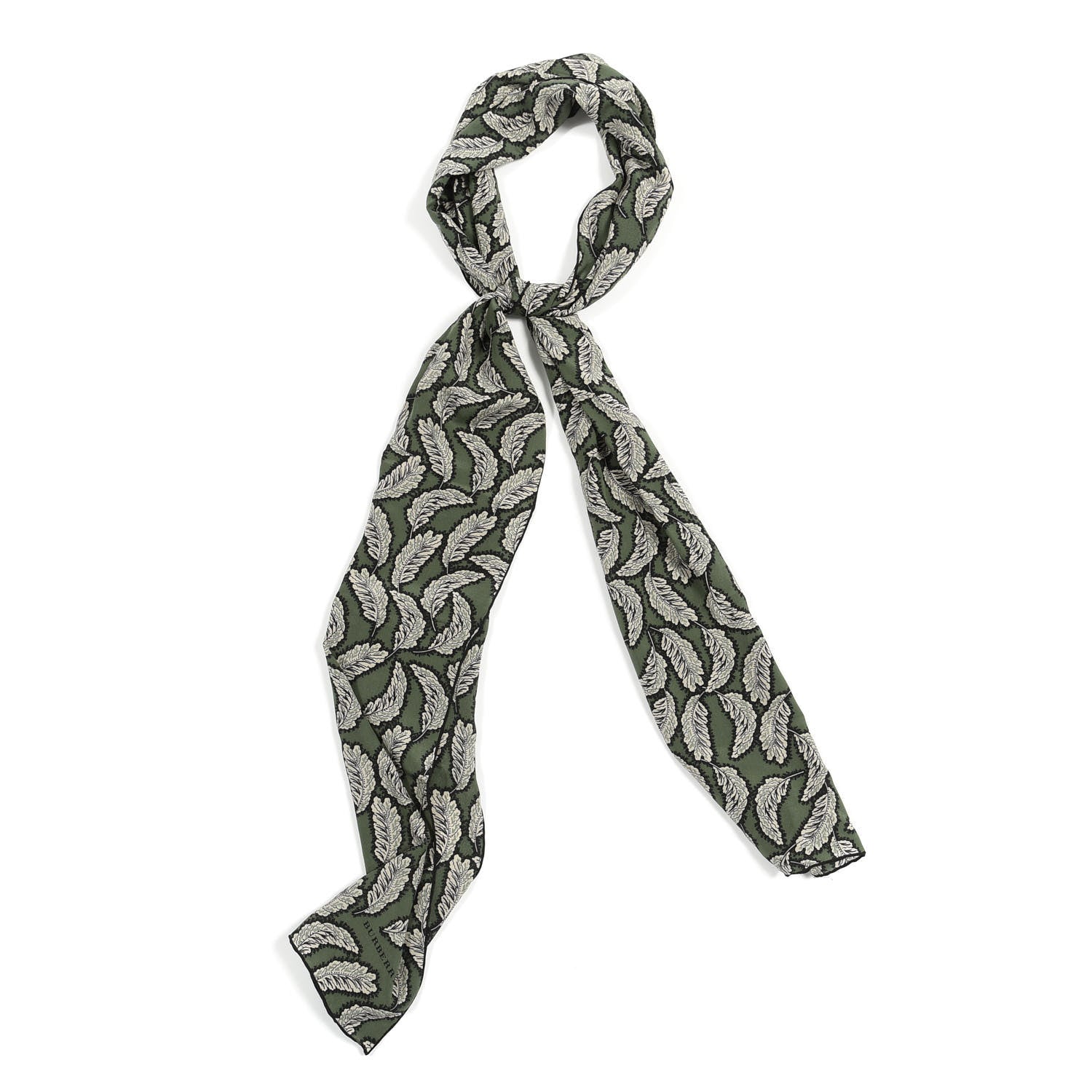 Burberry Silk Leaf Print Scarf Dusty Green 1 of 4