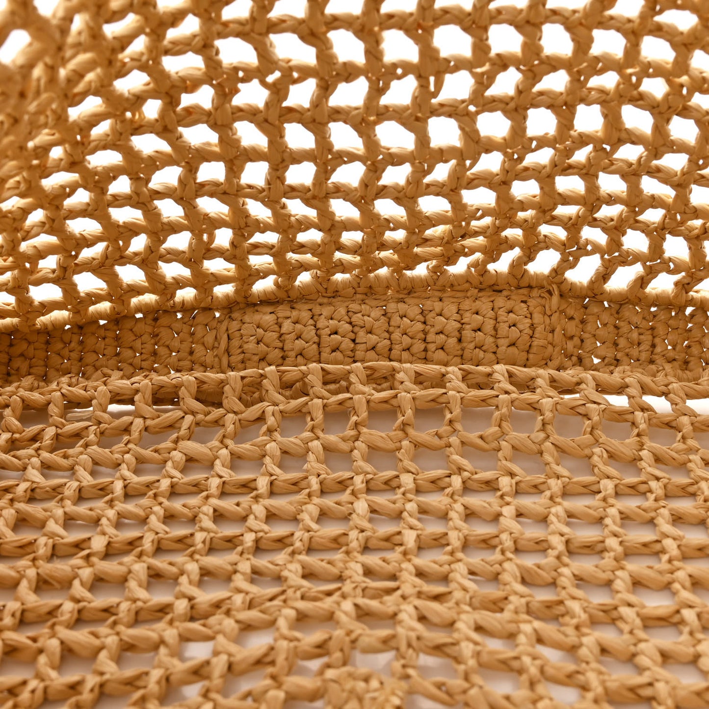 Yarn Raffia Effect Crochet Logo Embroidered Tote Bag Naturale