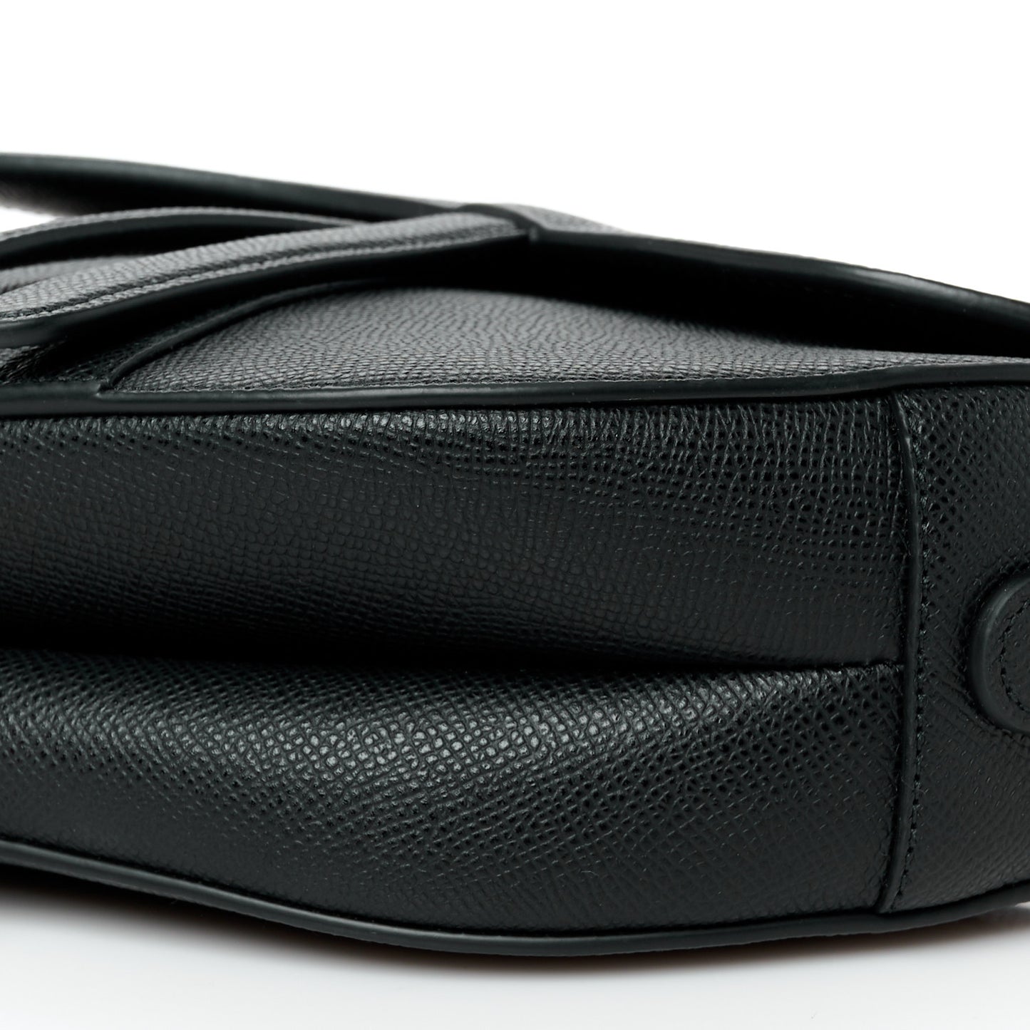 Grained Calfskin Saddle Bag With Strap Black