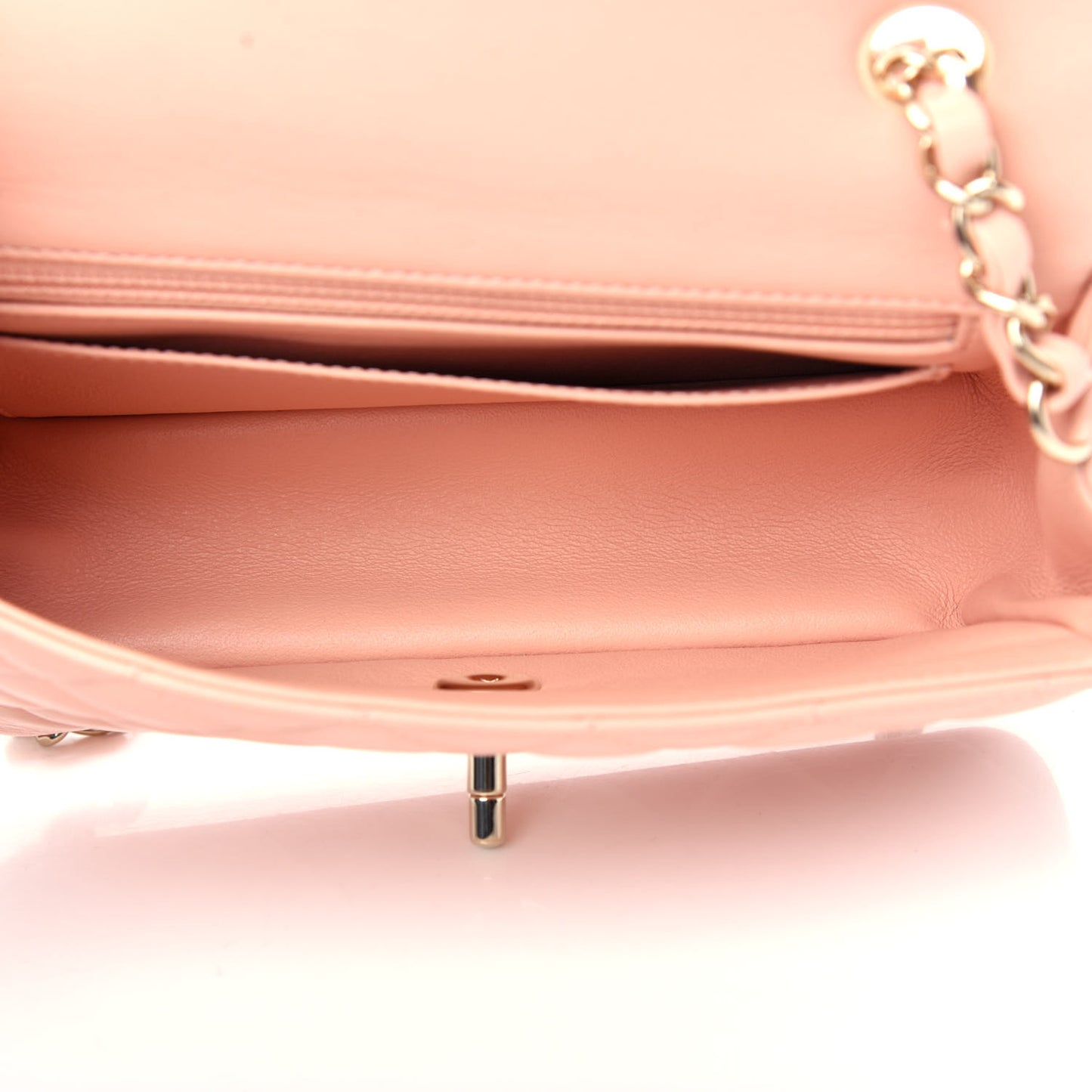 Lambskin Quilted Mini Rectangular Flap Light Pink