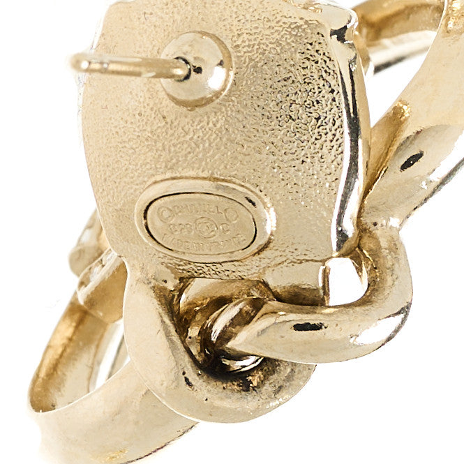 Metal Strass CC Heart Drop Earrings Gold