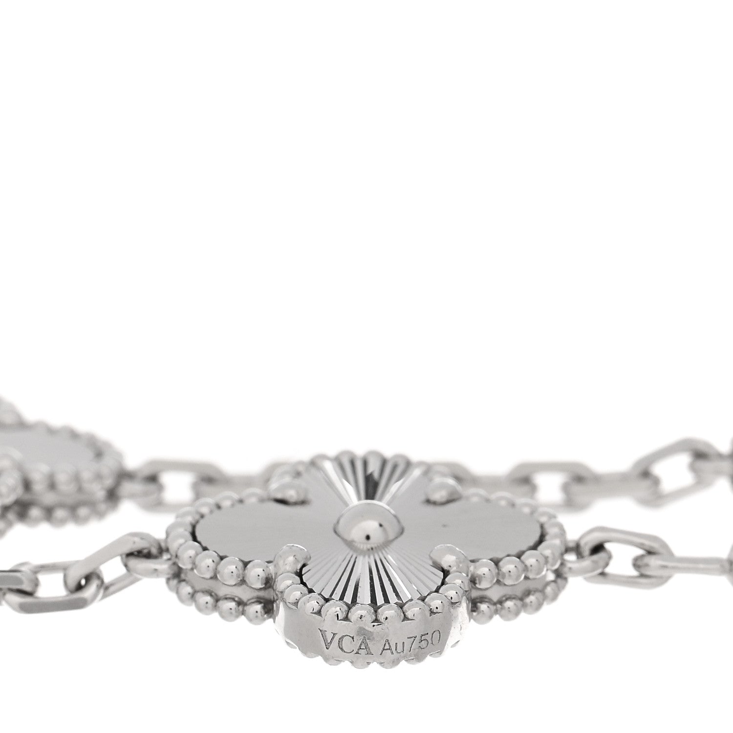 Van Cleef & Arpels 18K White Gold 5 Motifs Guilloche Vintage Alhambra Bracelet 3 of 4