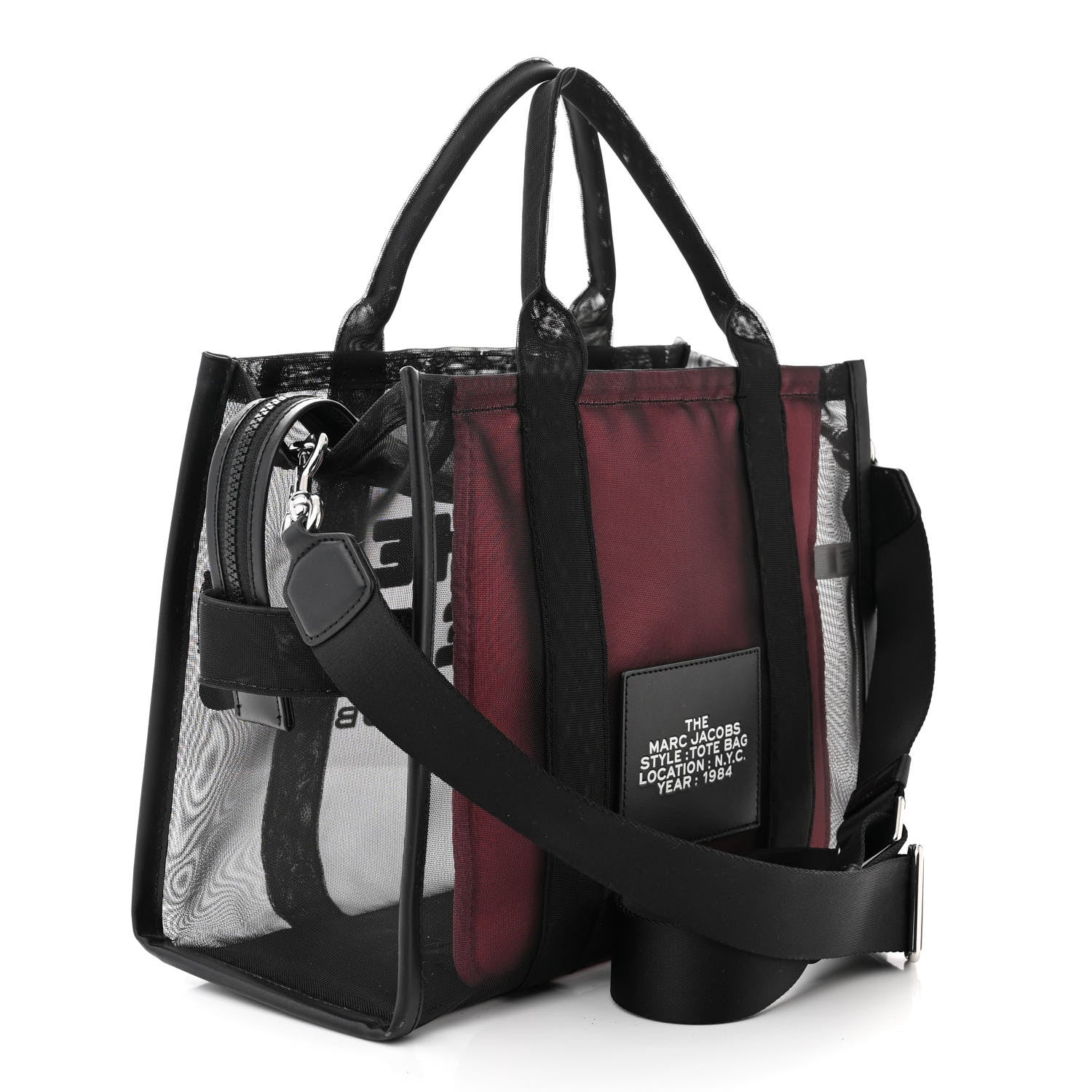 Marc Jacobs Nylon The Mesh Medium Tote Bag Black Pink 3 of 12